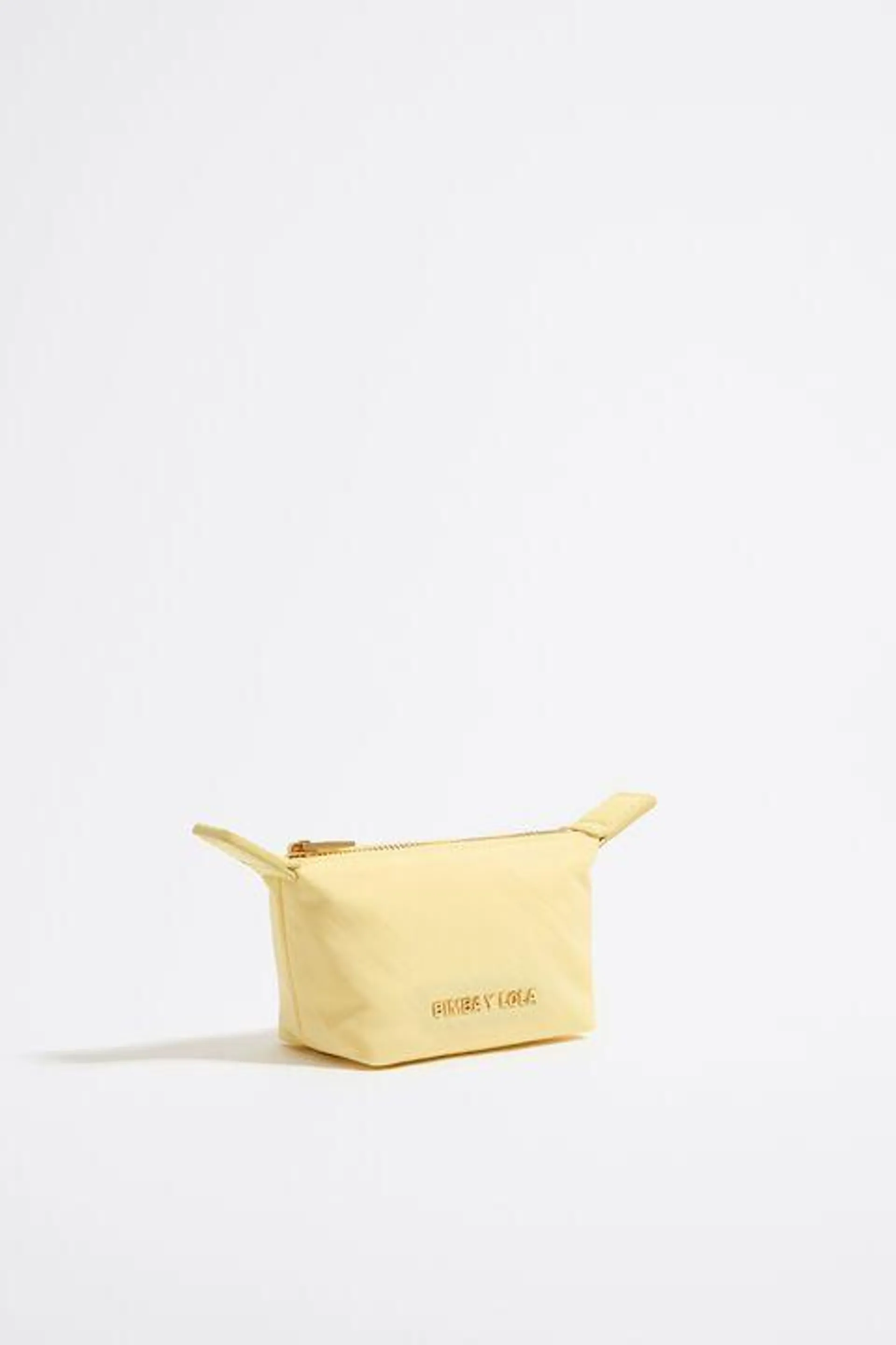 Porta-moedas trapézio mini nylon amarelo-claro