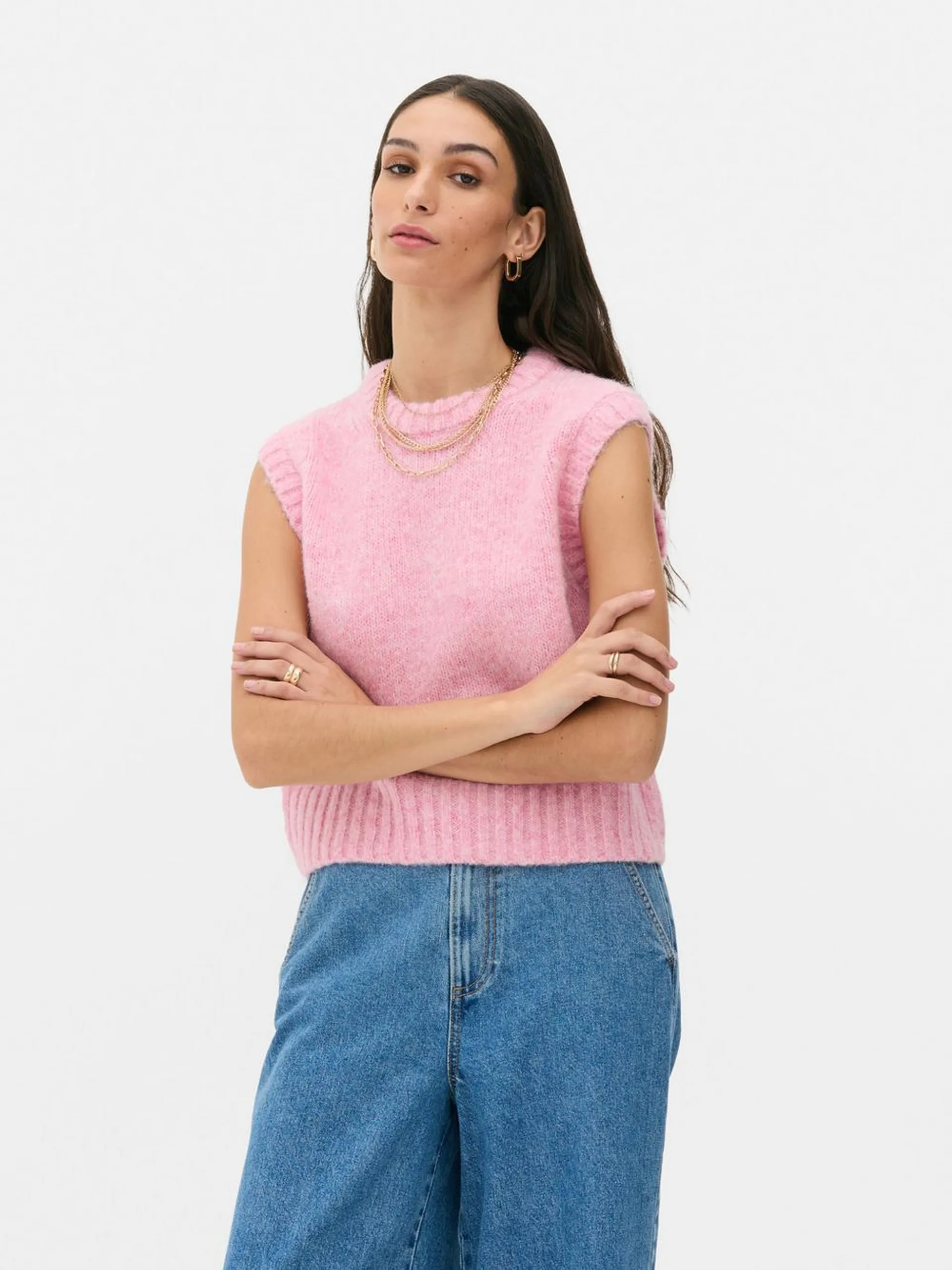 This ribbed trim knit tank will give you warm fuzzies