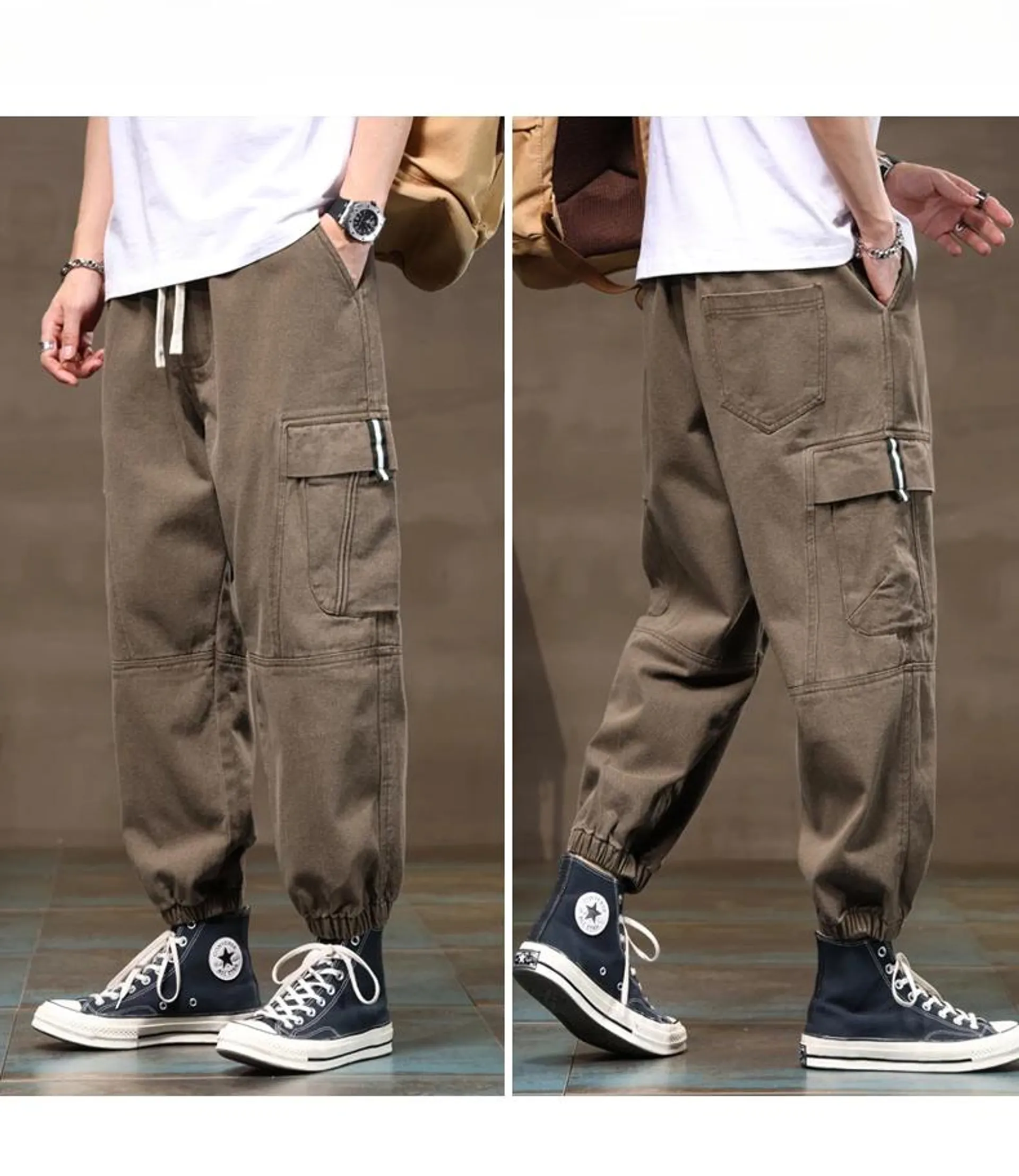 Oversized Men's Workwear Pants Retro Washed Multi Pocket Outdoor Fishing Casual Pants Y2K Harajuku Street Men's Clothing 7XL 8XL