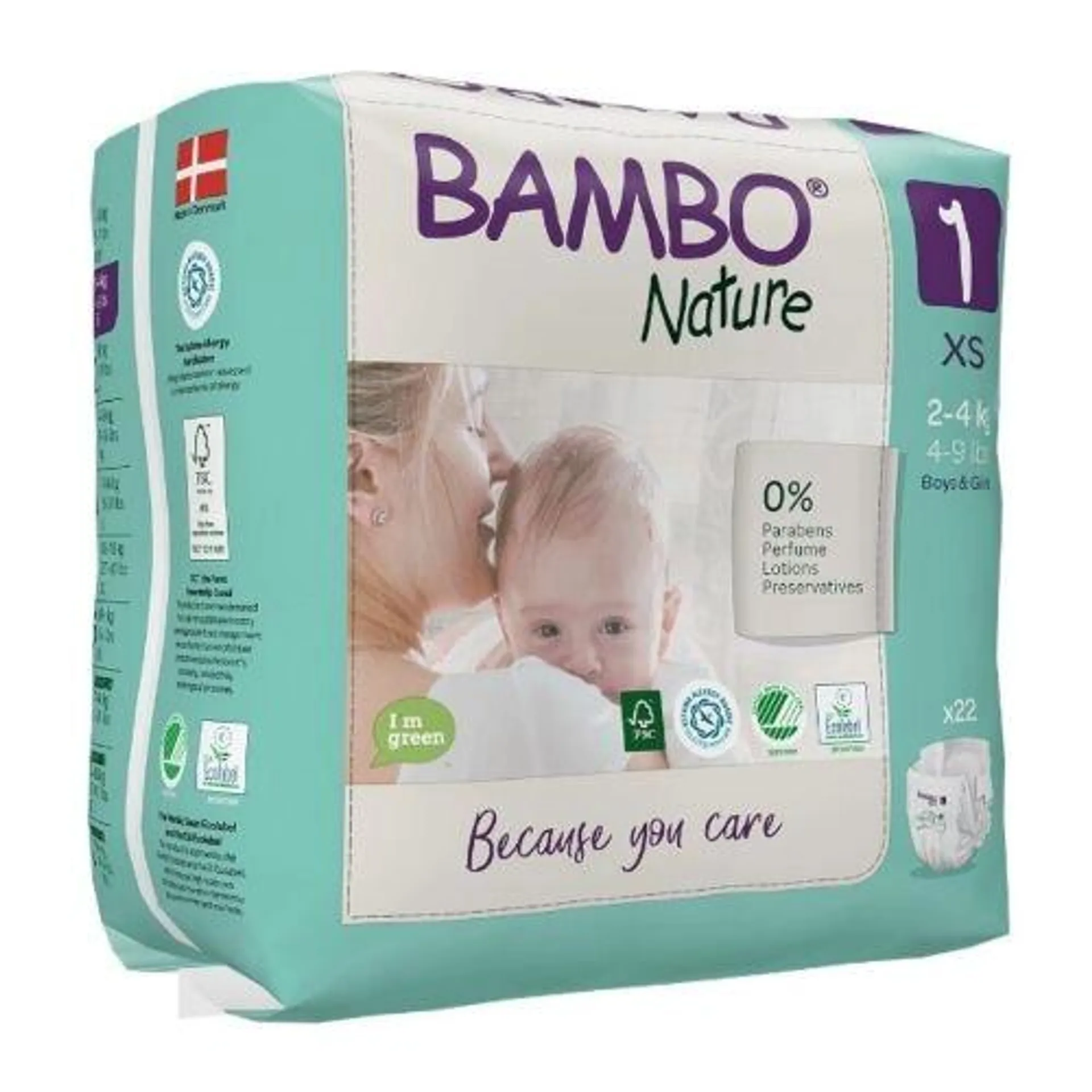 Bambo Nature Fraldas Tamanho 1 XS 2-4Kg 22 Unidades