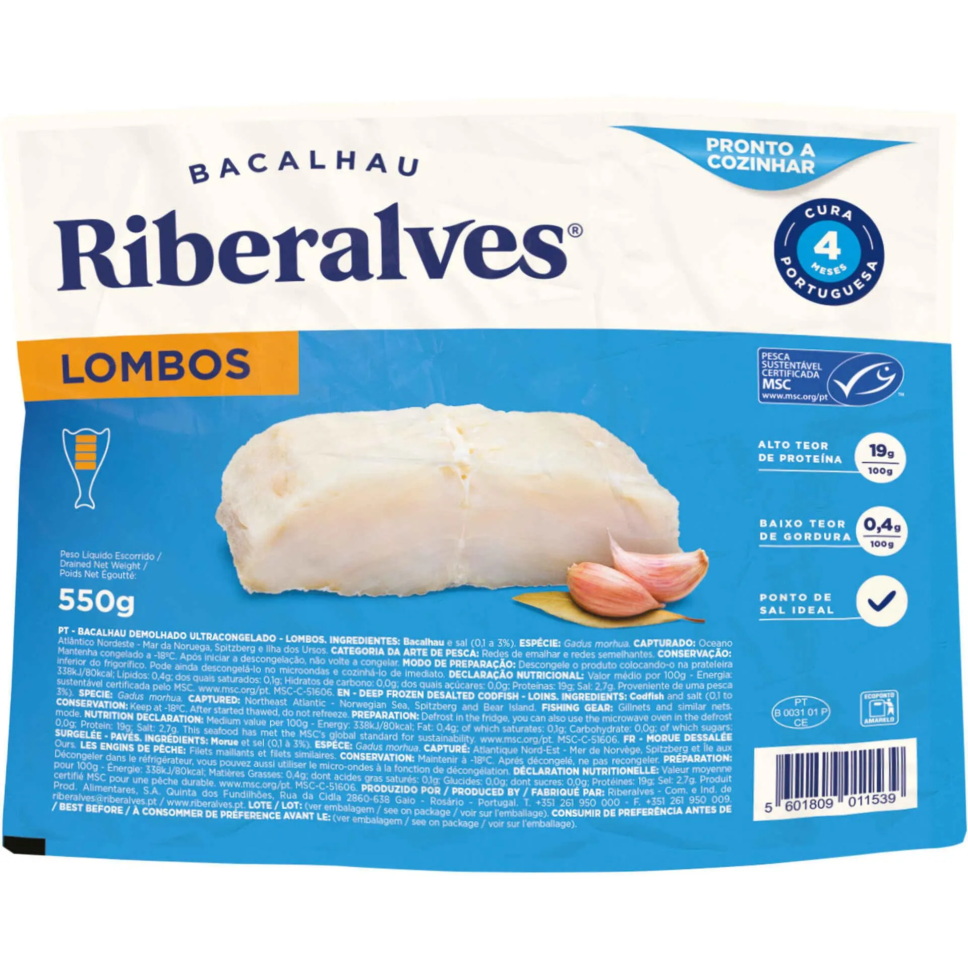 Lombos de Bacalhau 4 Meses de Cura MSC Ultracongelado