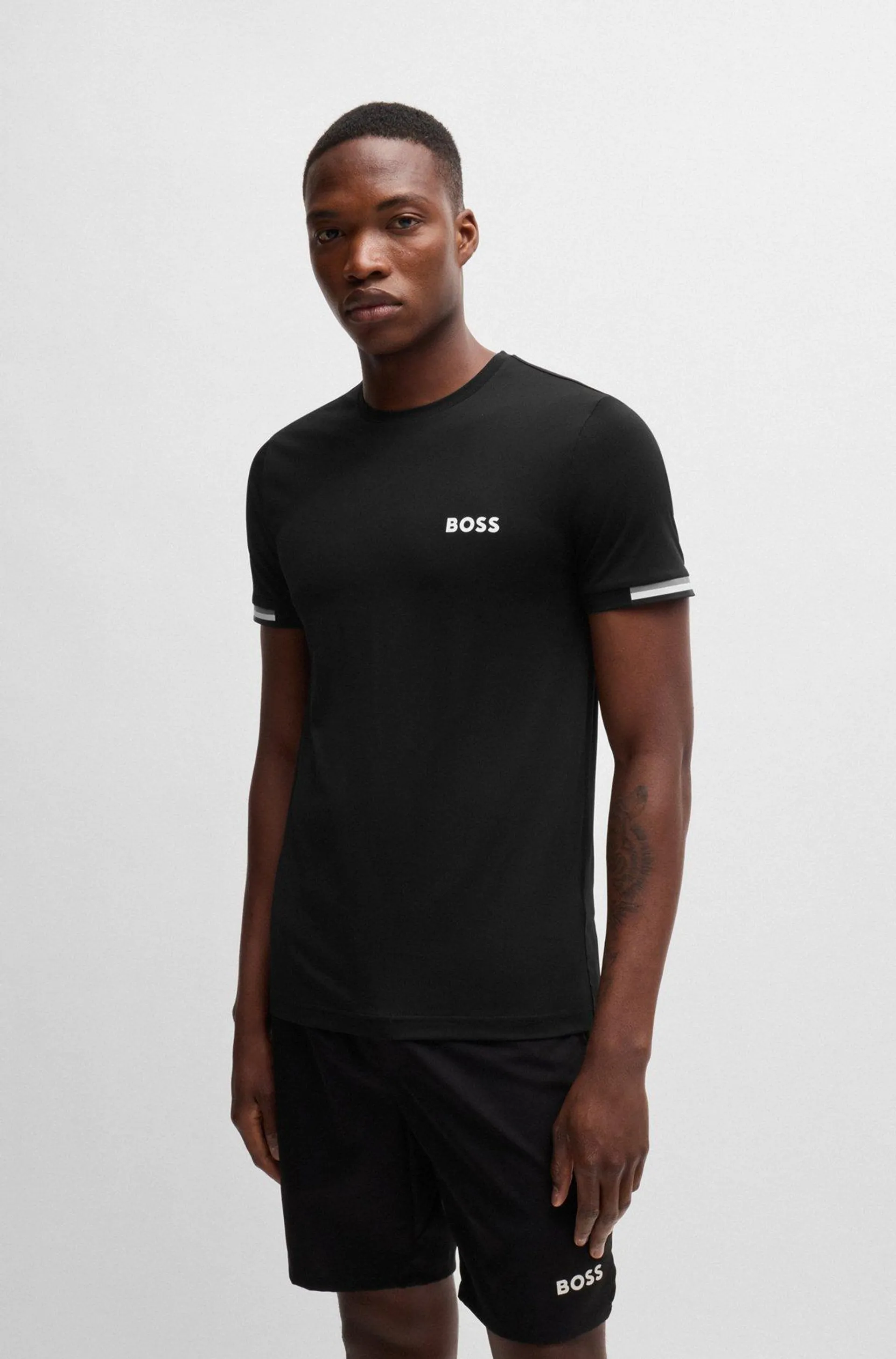 BOSS x Matteo Berrettini T-shirt em tecido waffle com motivo de riscas de assinatura