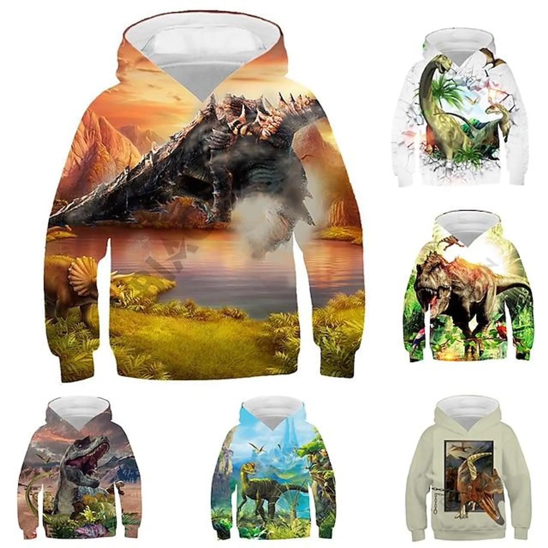 Kinderen Jongens Trui met capuchon Dinosaurus Lange mouw Herfst Winter Actief Modieus Katoen Casual