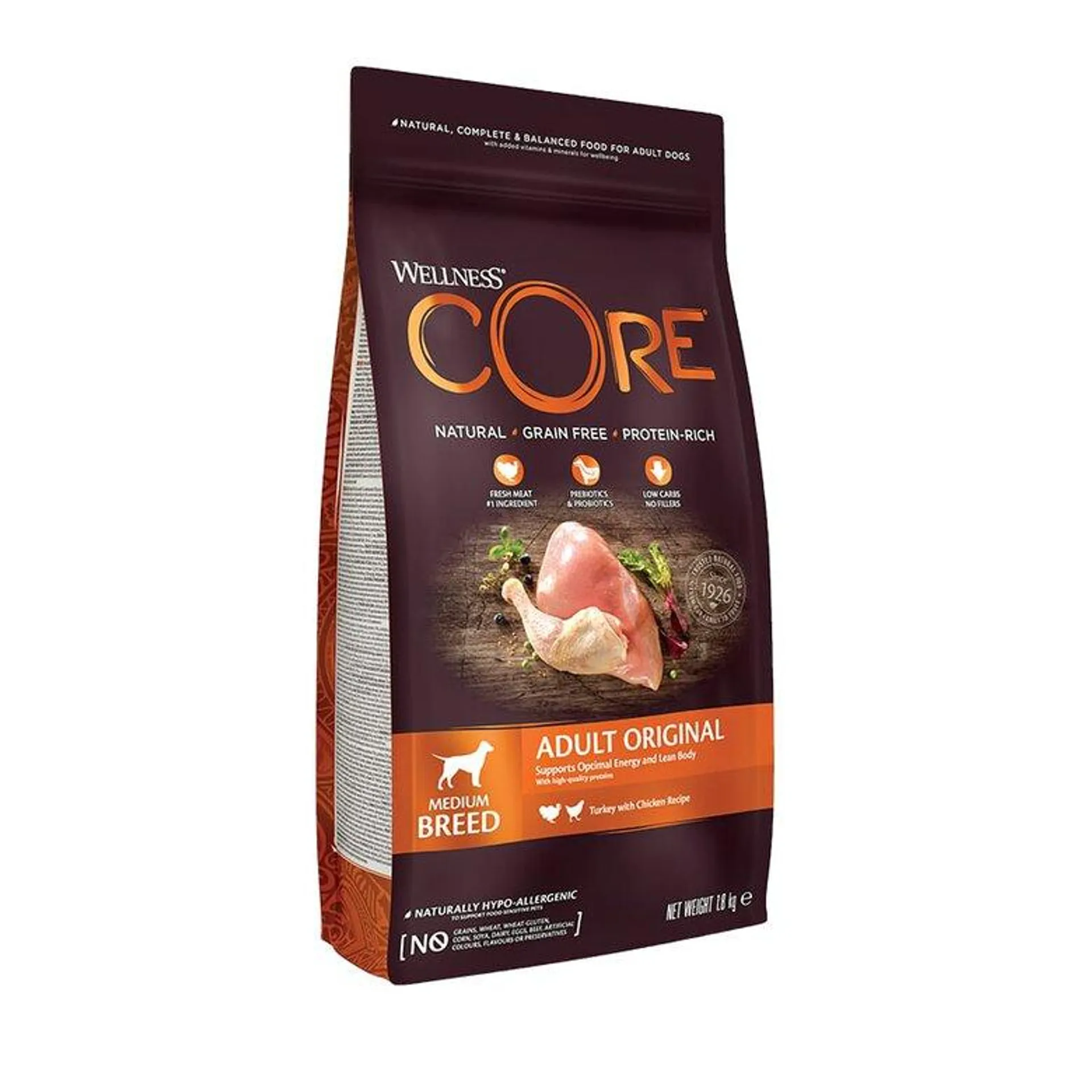 Wellness Core Adult Medium Original Peru e Frango ração para cães