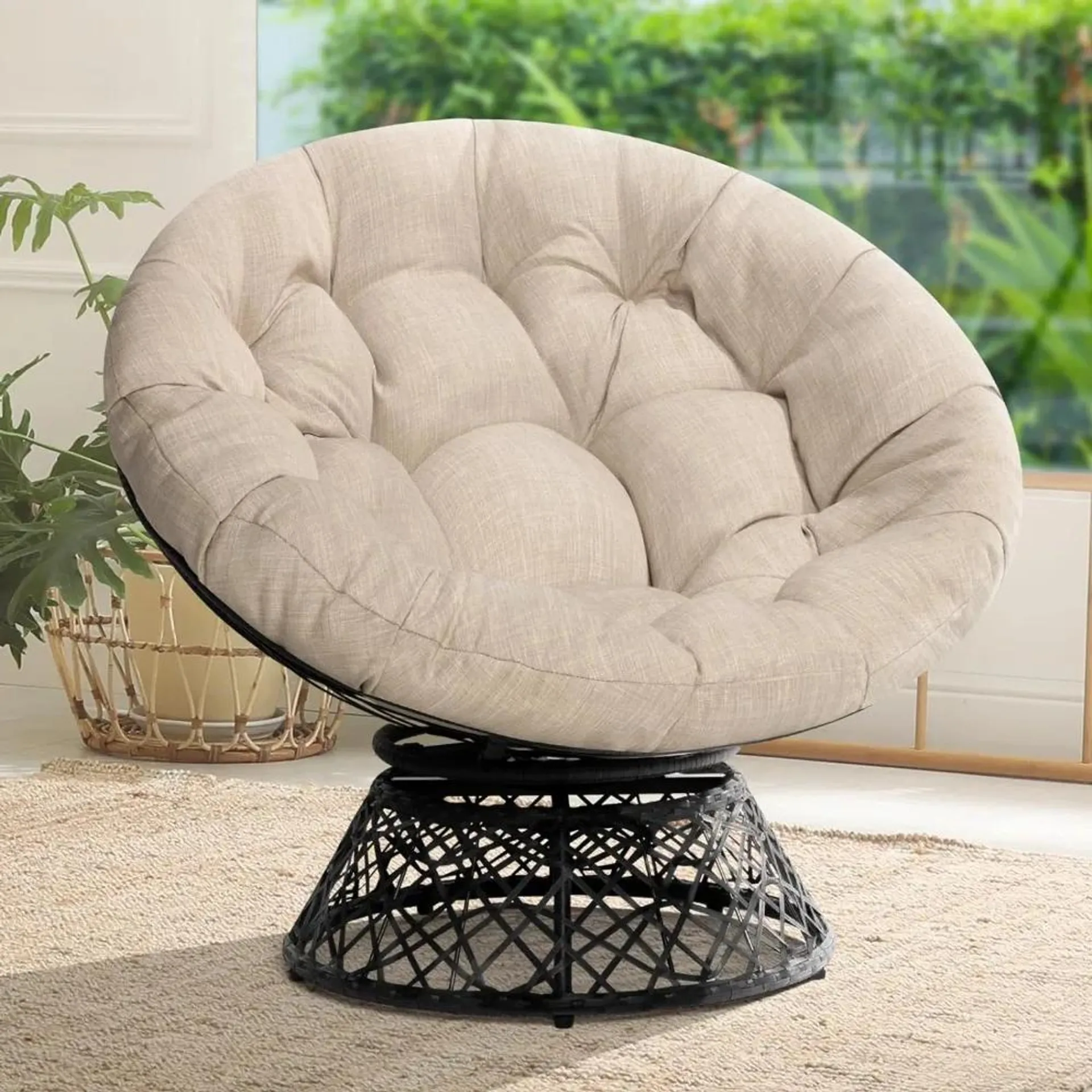 Chair with Soft Thick Density Fabric Cushion, 360 Degree Swivel for Living, Bedroom, Reading Room, Lounge, Living Room Chairs