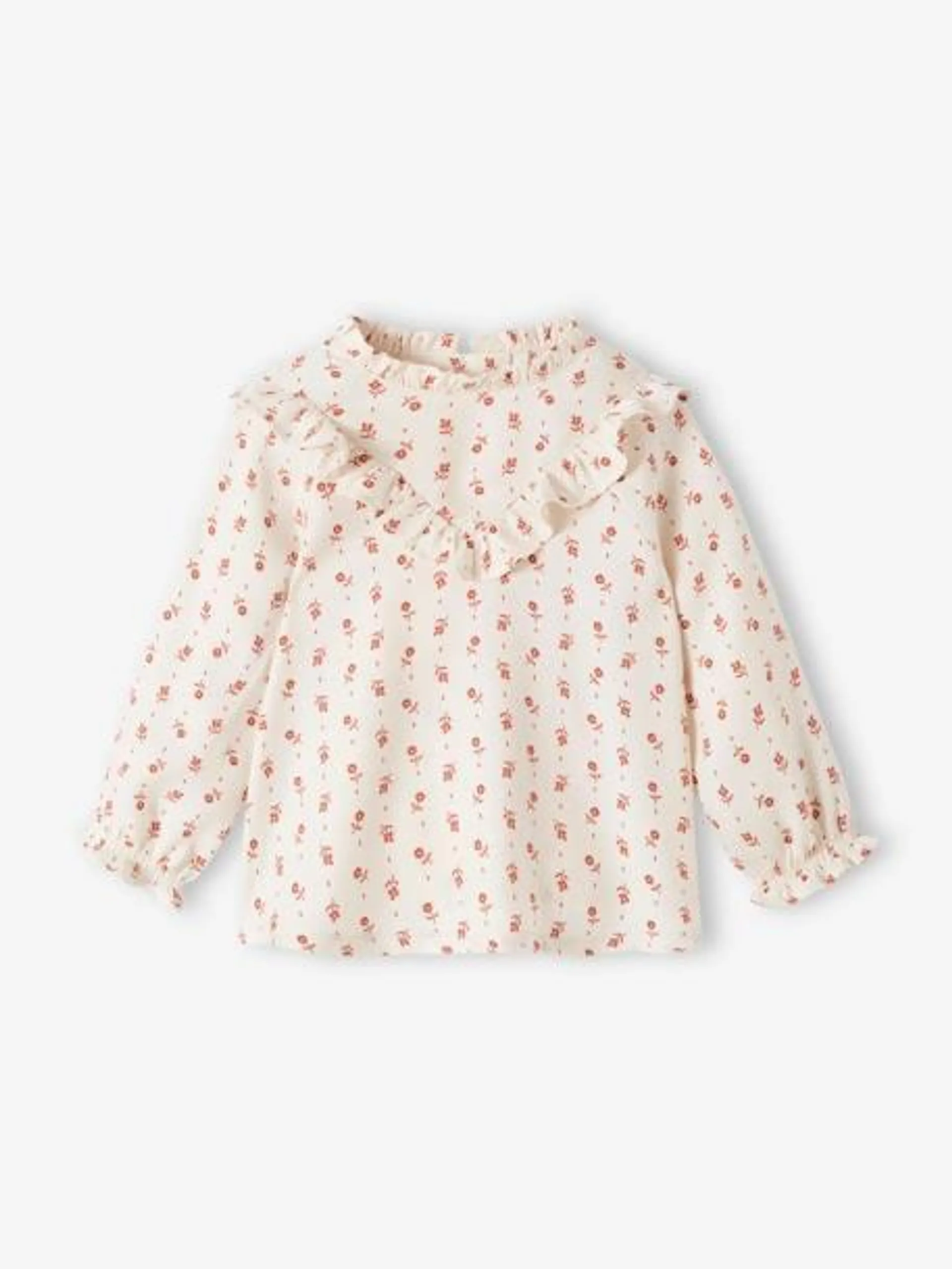 Blusa fluida às flores, para bebé - cru