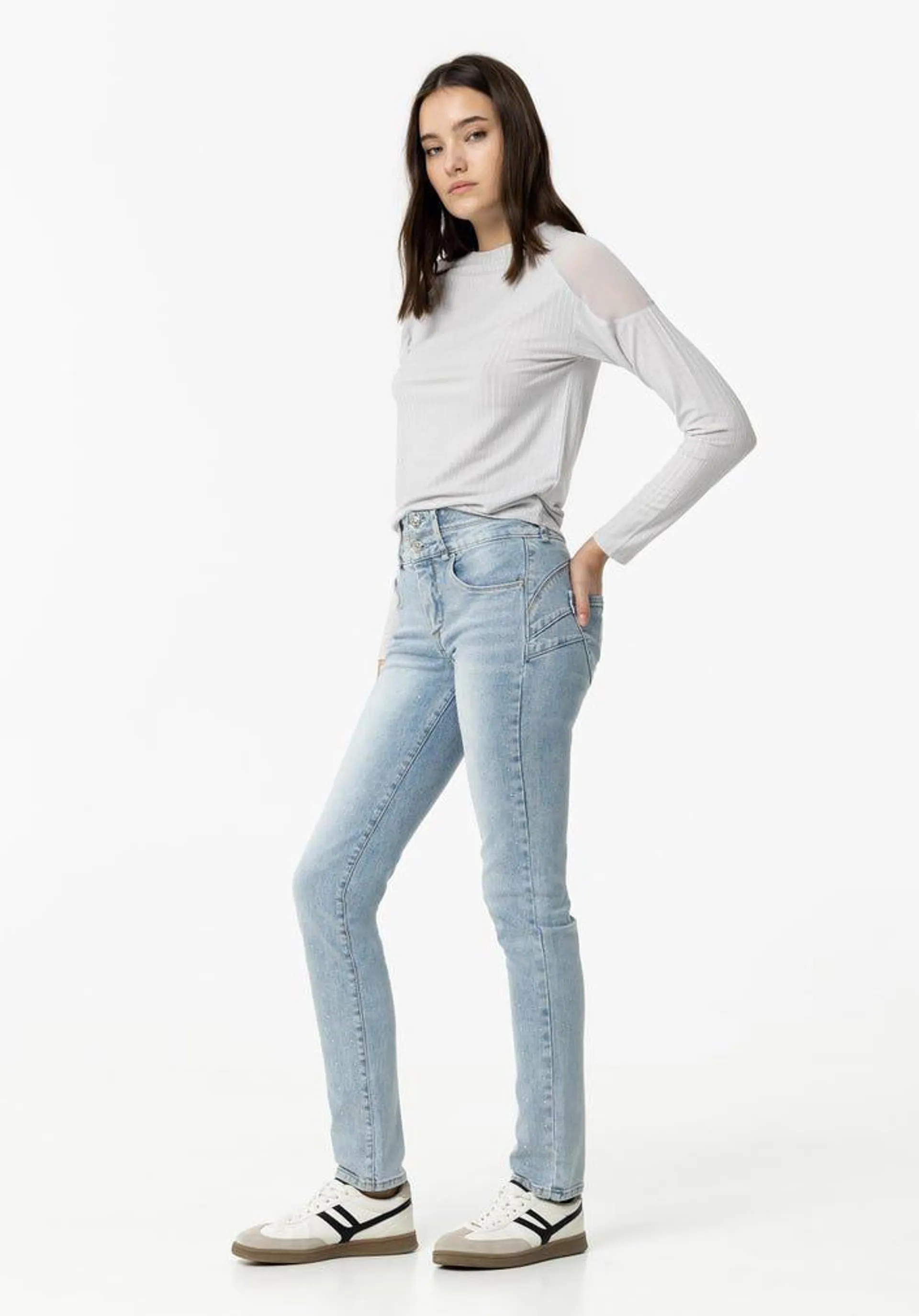 Jeans Double-up Slim com Aplicações