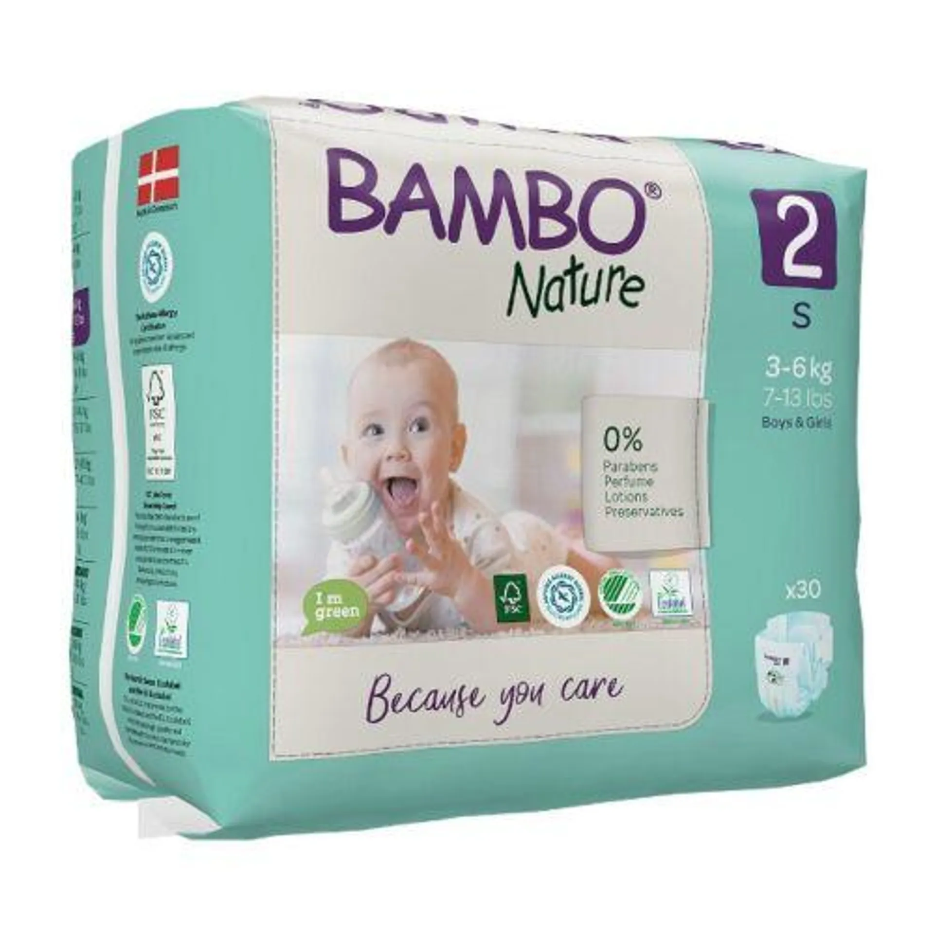 Bambo Nature Fraldas Tamanho 2 S 3-6Kg 30 Unidades