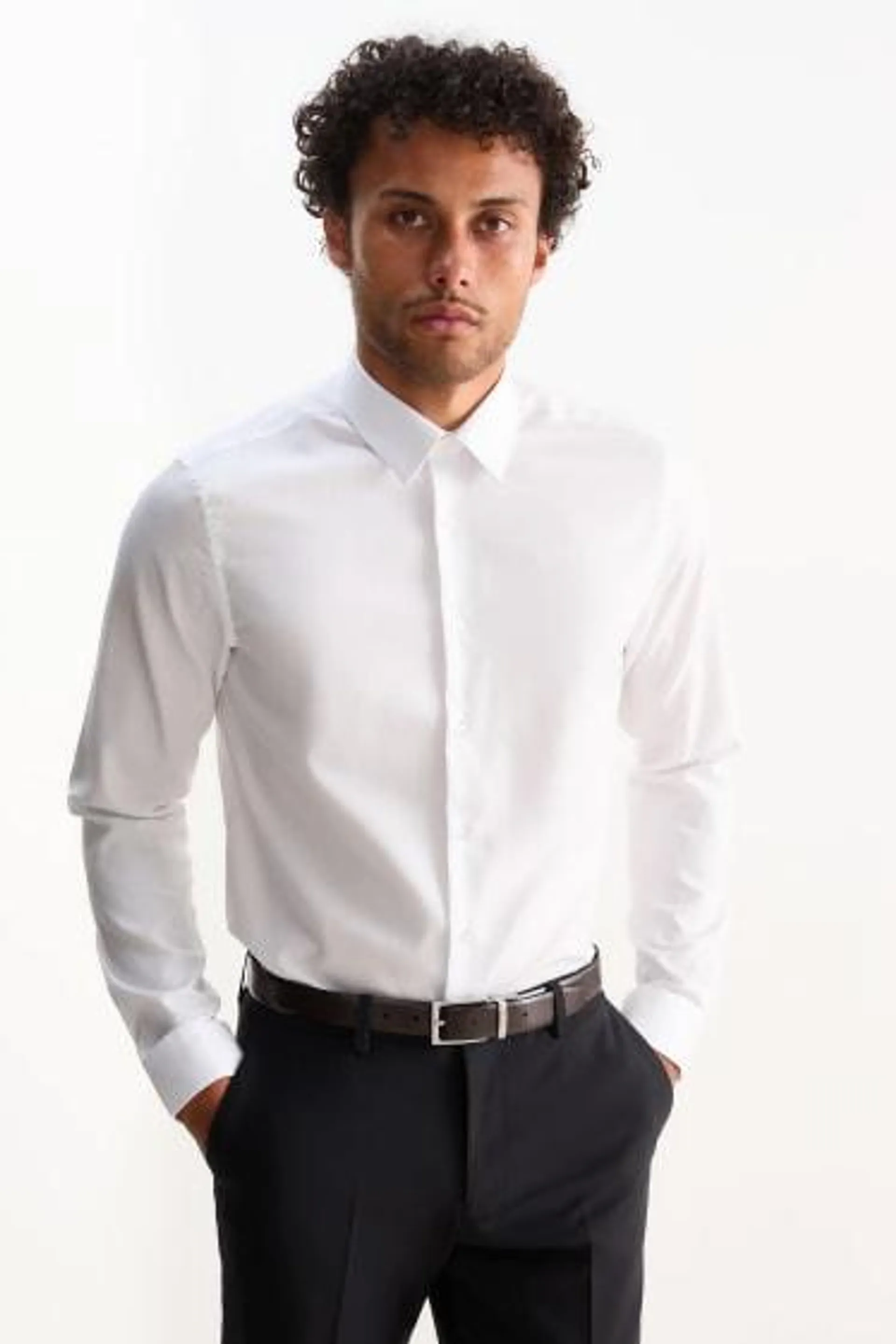 Business shirt - slim fit - cutaway collar - easy-iron