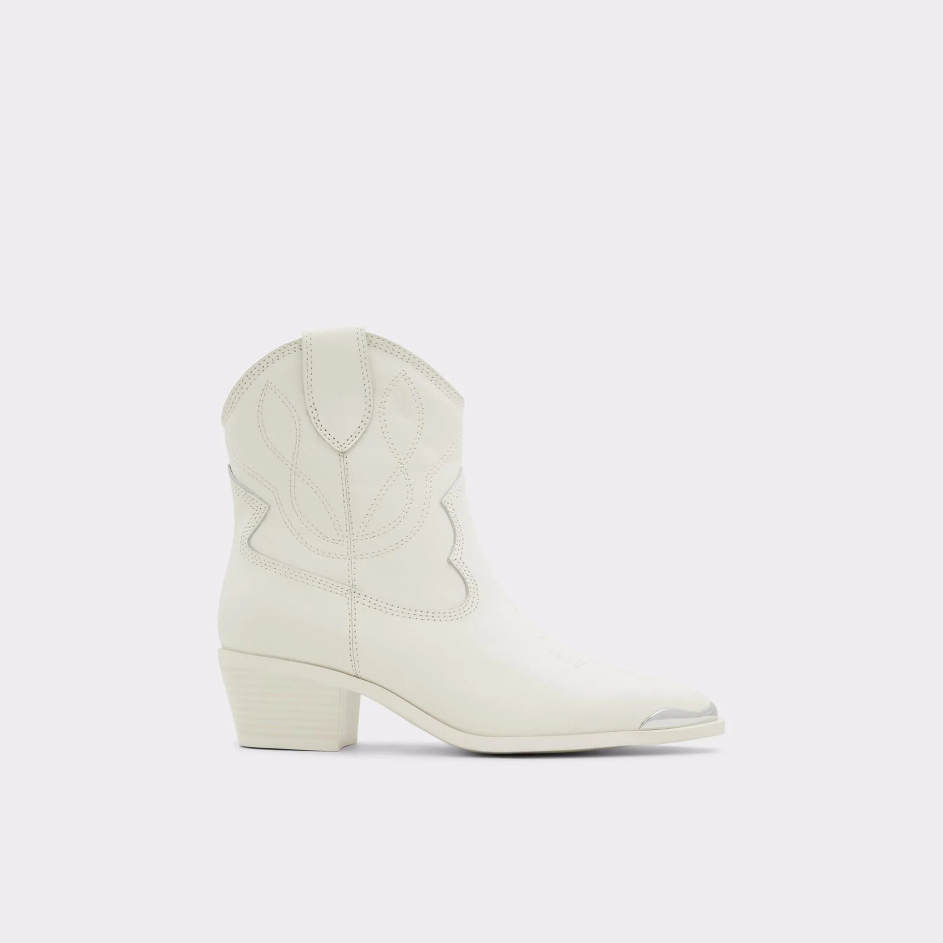 Botins em pele branco, salto em bloco - VALLEY