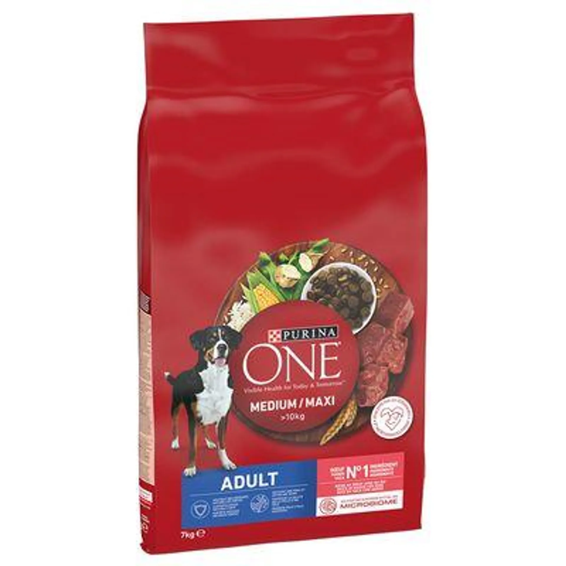 Purina One Medium/Maxi Adult de vaca e arroz