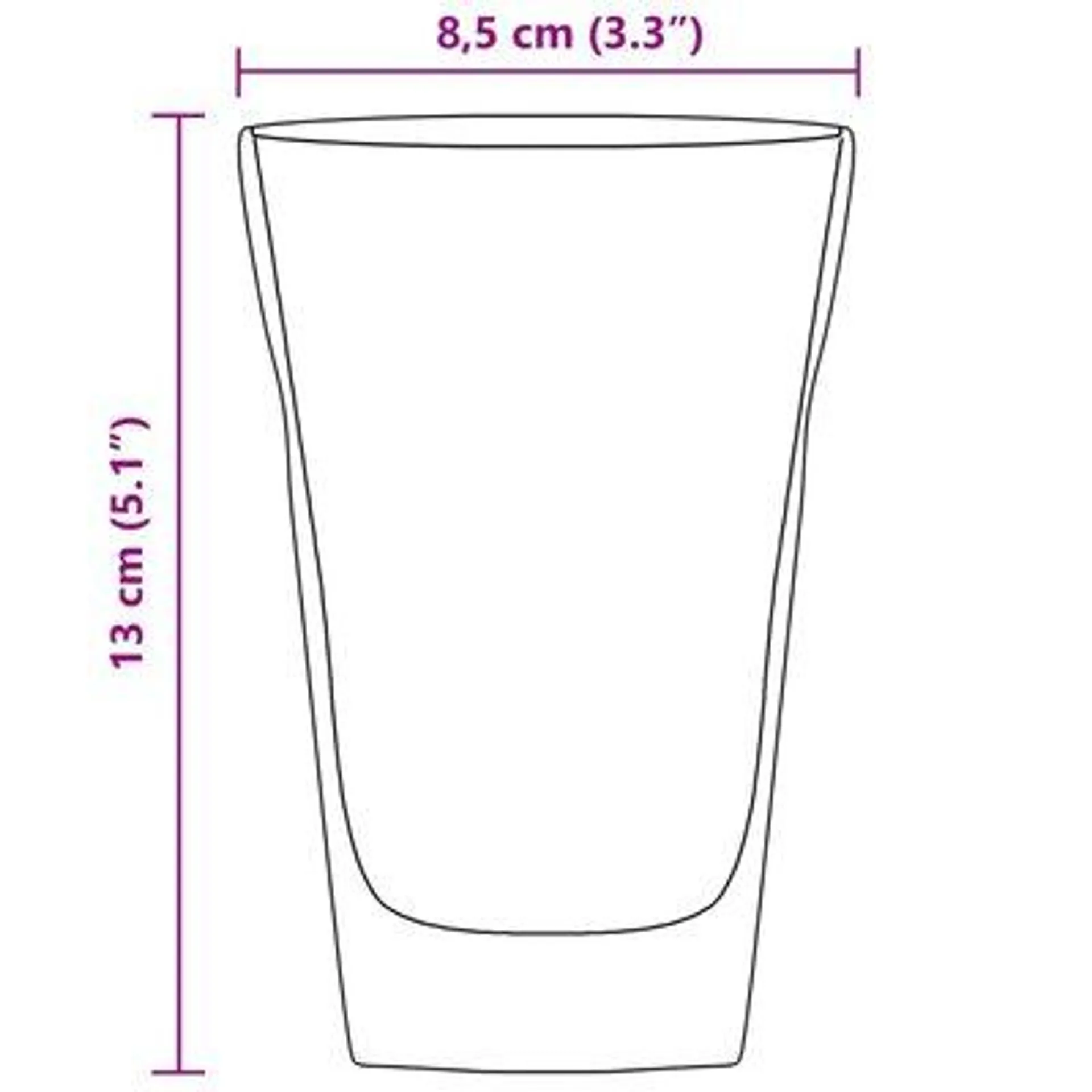 vidaXL Copos de vidro de parede dupla 6 pcs 350 ml