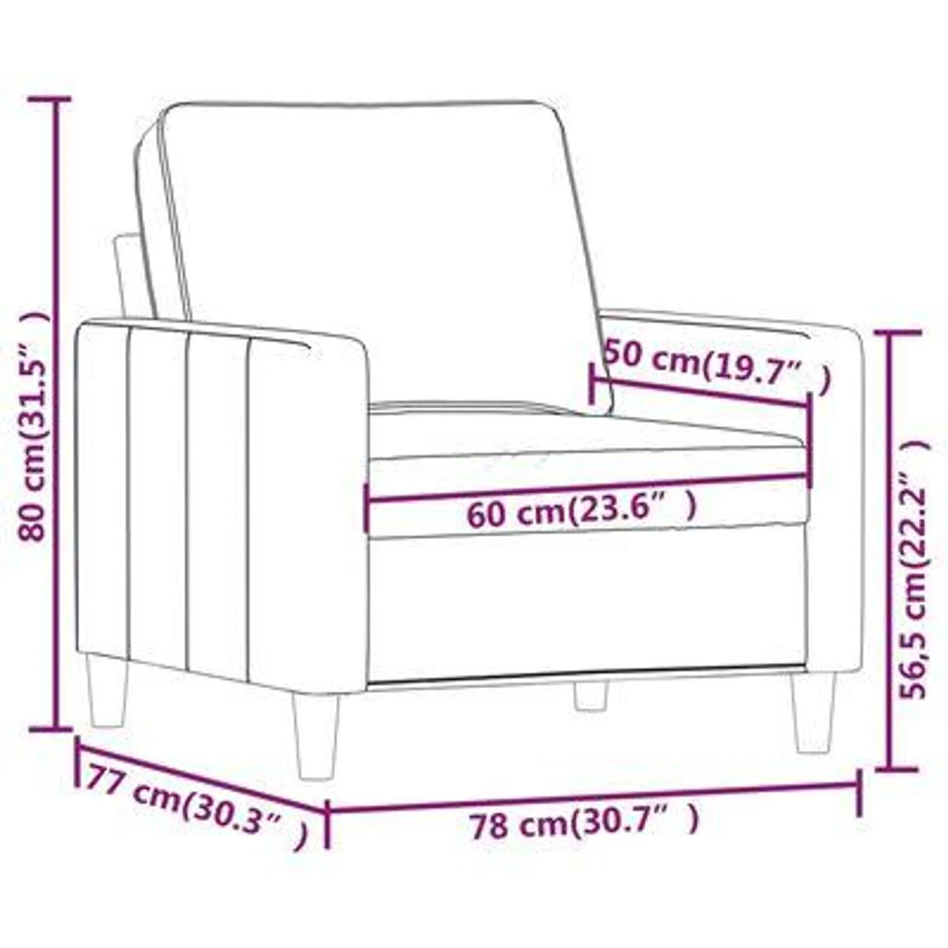 vidaXL Poltrona 60 cm veludo verde-escuro