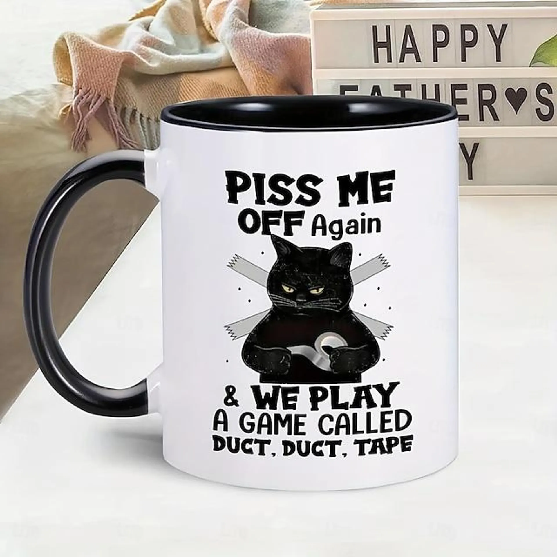 1 stuks keramische koffiemok van 11 oz met zwart kattenontwerp voor thuis en op kantoor - perfect cadeau voor koffieliefhebbers
