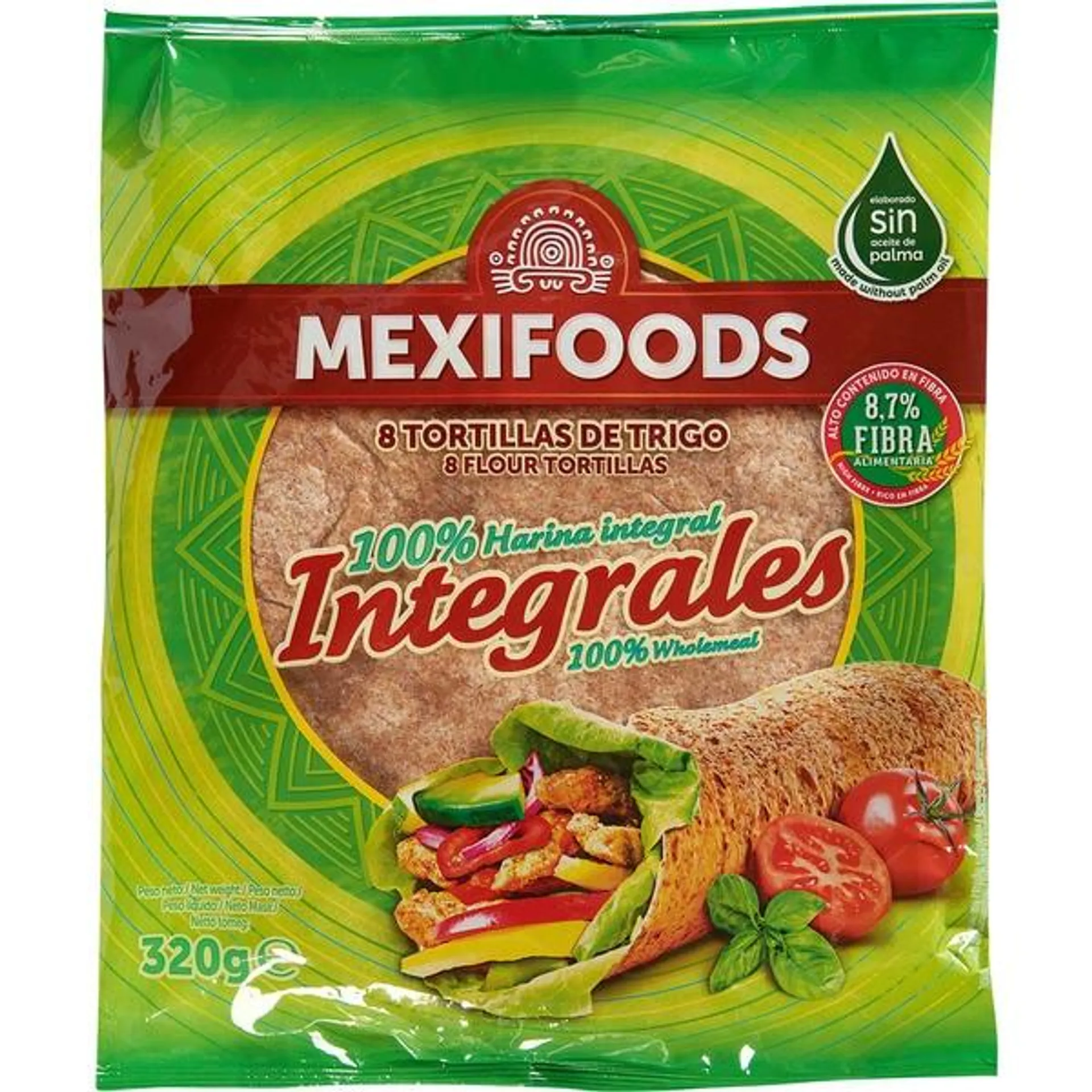 Tortilhas de Trigo Integrais embalagem 320 g Mexifoods