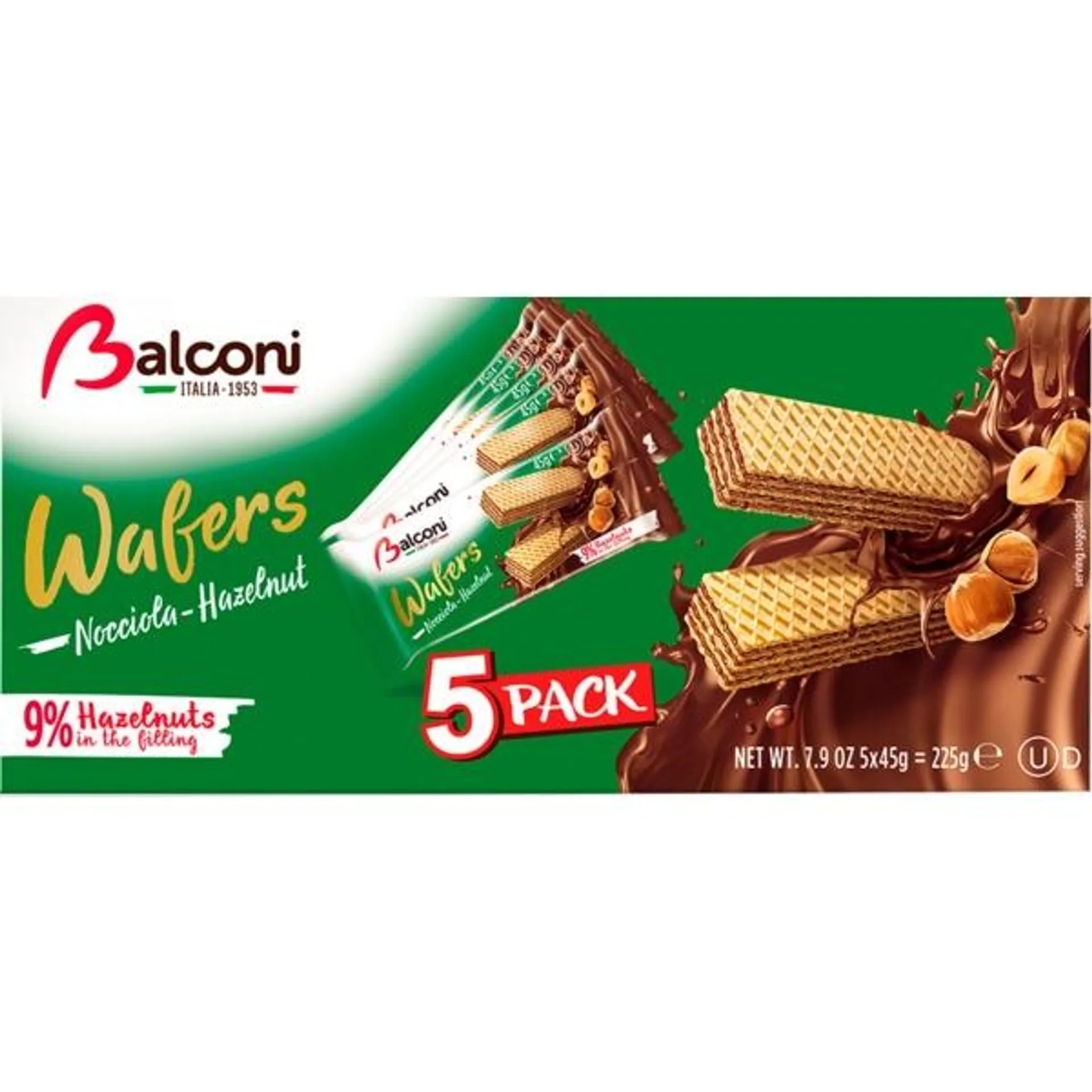 Bolachas Wafers de Chocolate e Avelã Pack 5 unidades