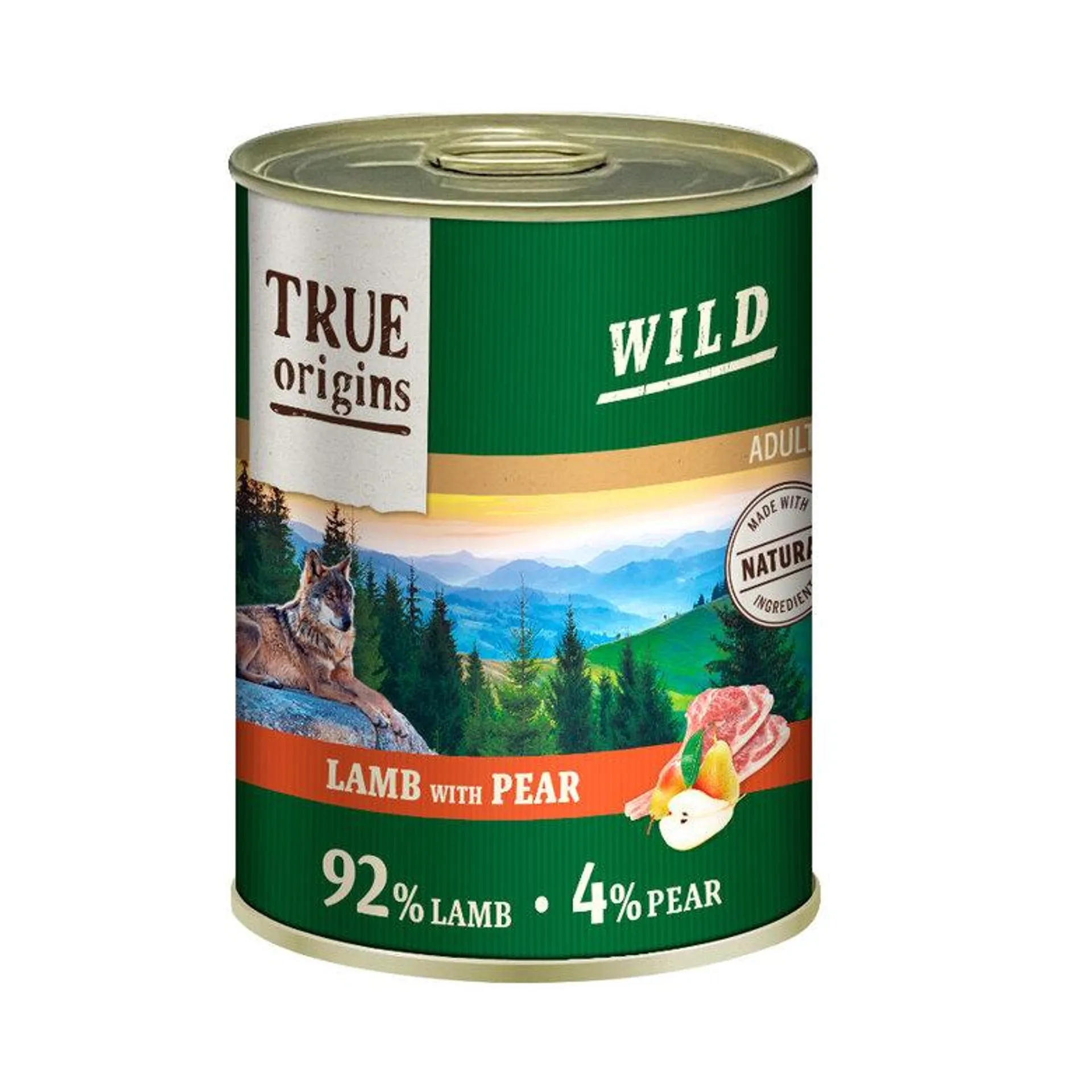 True Origins Adult Wild Cordeiro e Pera lata para cães