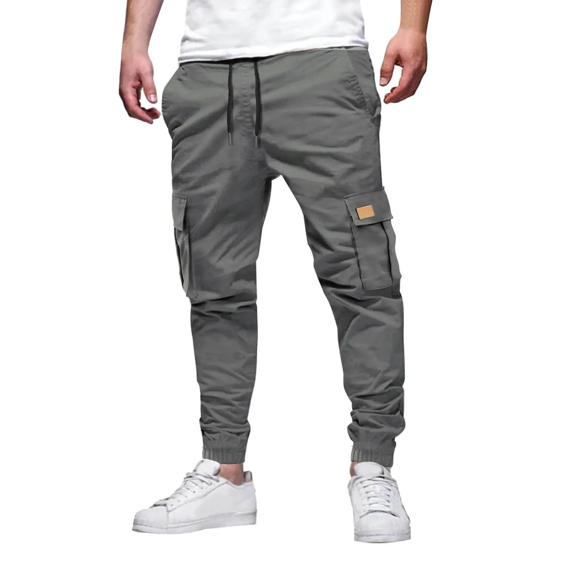 2024 foreign trade new cargo multi-pocket pants men's woven fabric casual pants corset pants men's pants