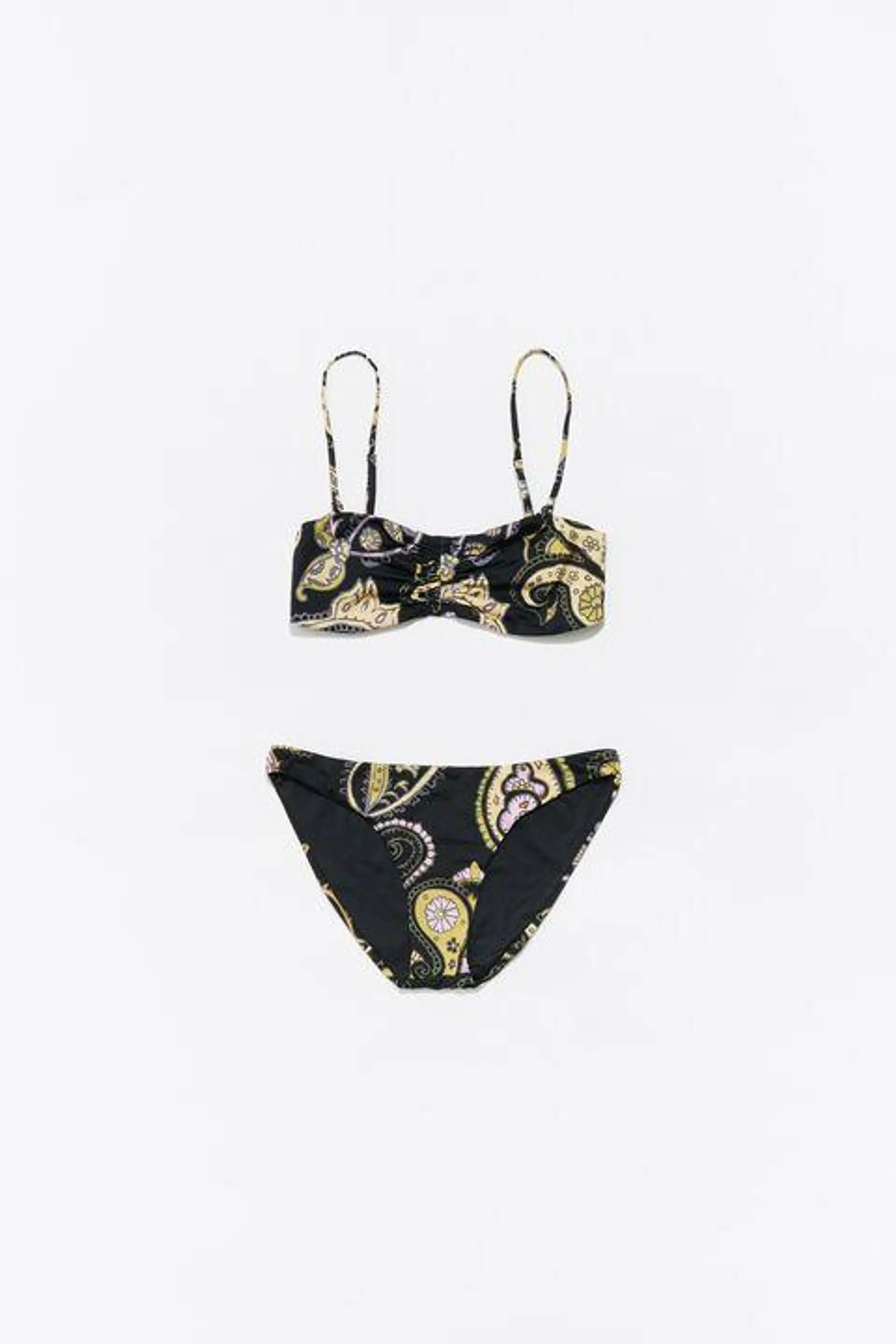 Biquíni bandeau Paisley preto