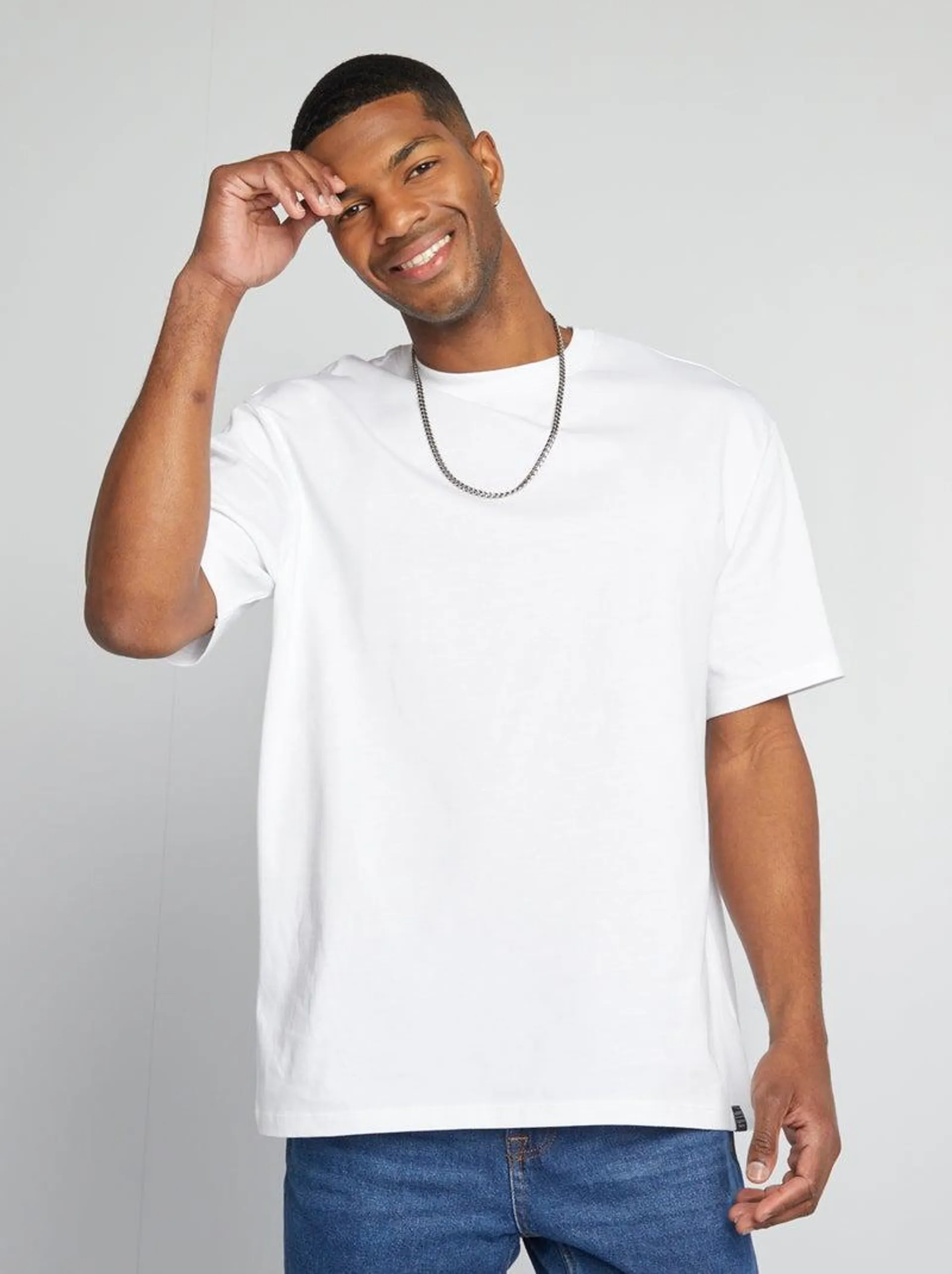 T-shirt de algodão lisa - Branco