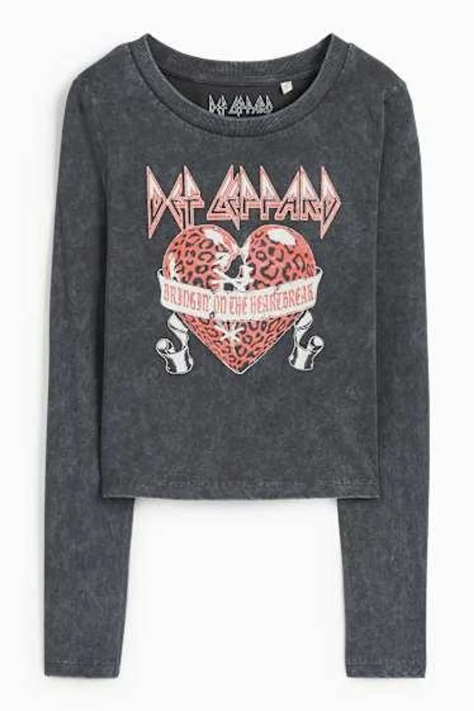 Cropped long sleeve top - Def Leppard