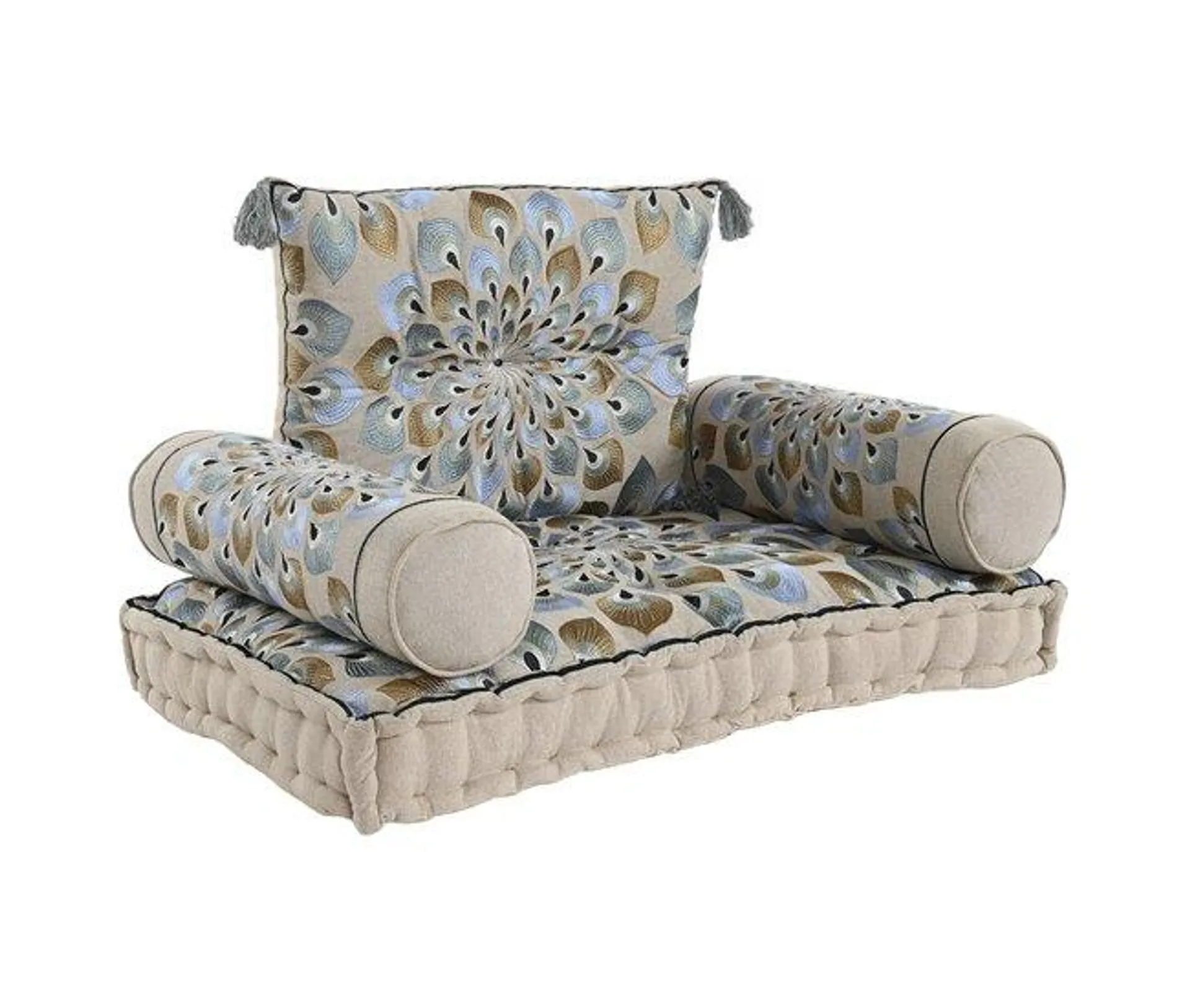 Poltrona de jardim DKD Home Decor Azul Bege 90 x 55 x 18 cm