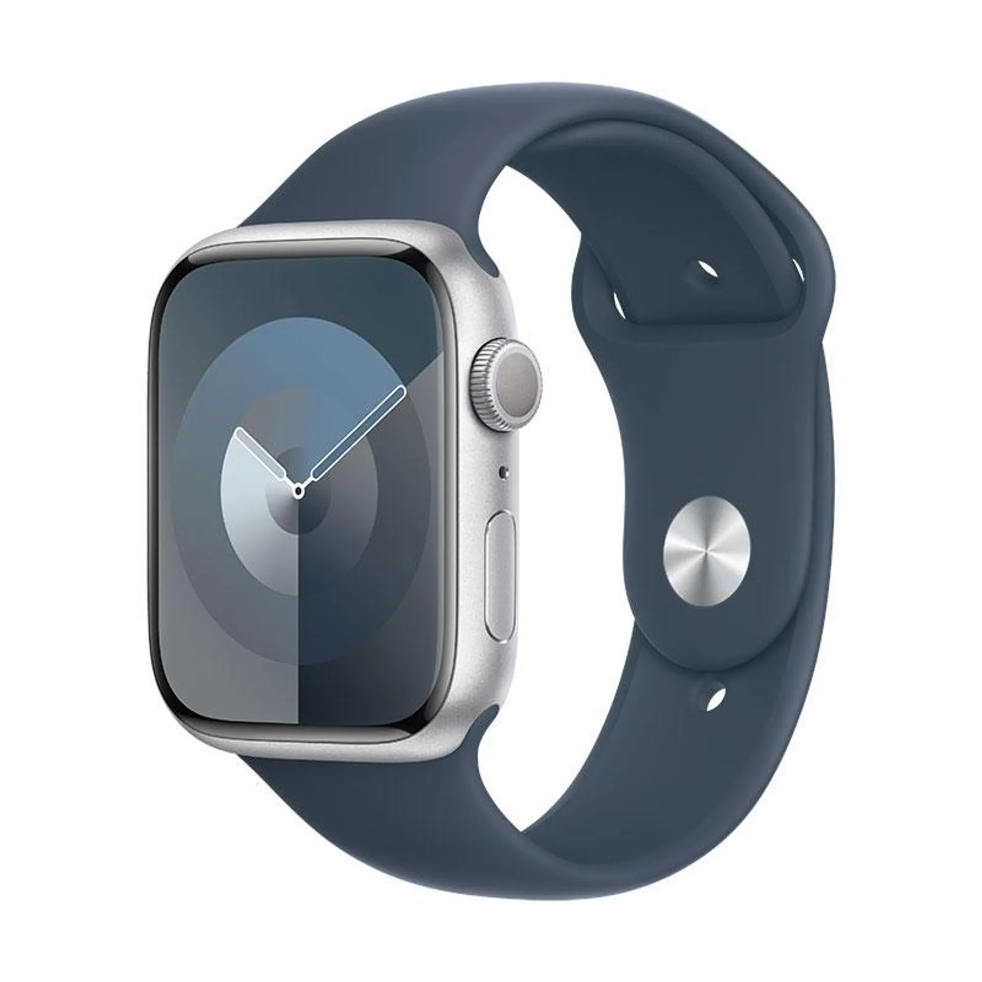 Apple Watch 9 prateado, 45mm - Bracelete desportiva azul S/M