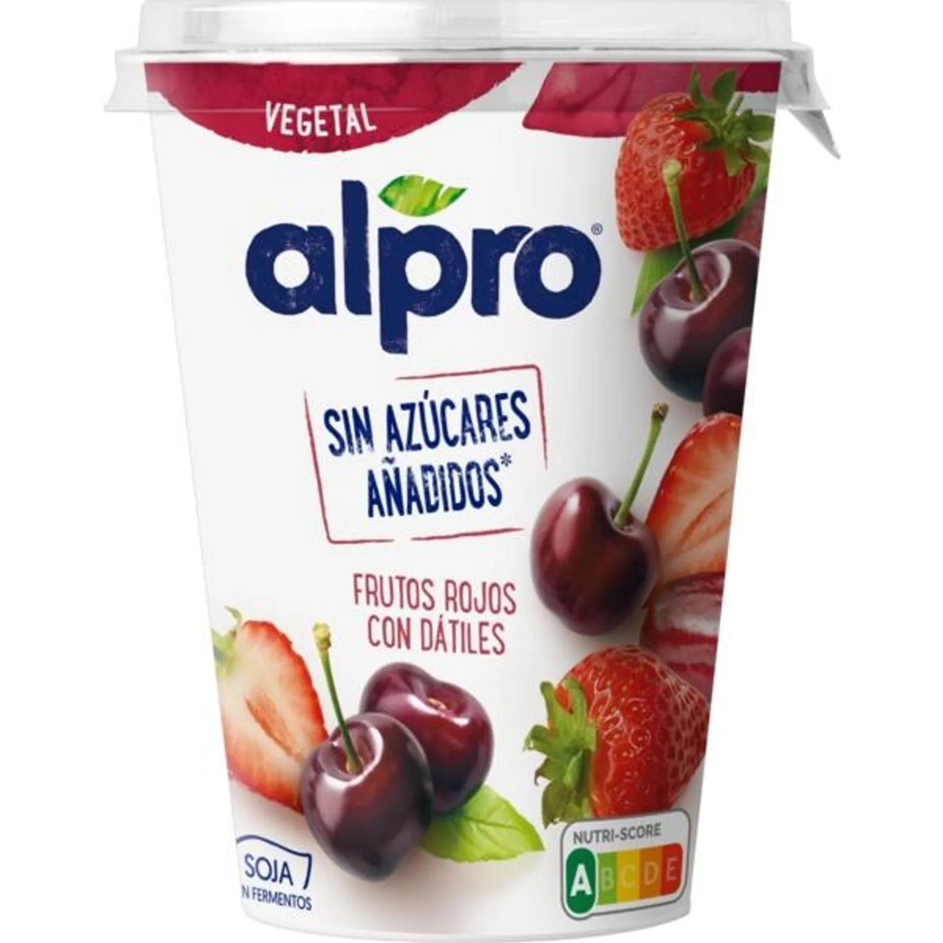 Soja Frutos Vermelhos sem Açúcar Vegan embalagem 400 g Alpro