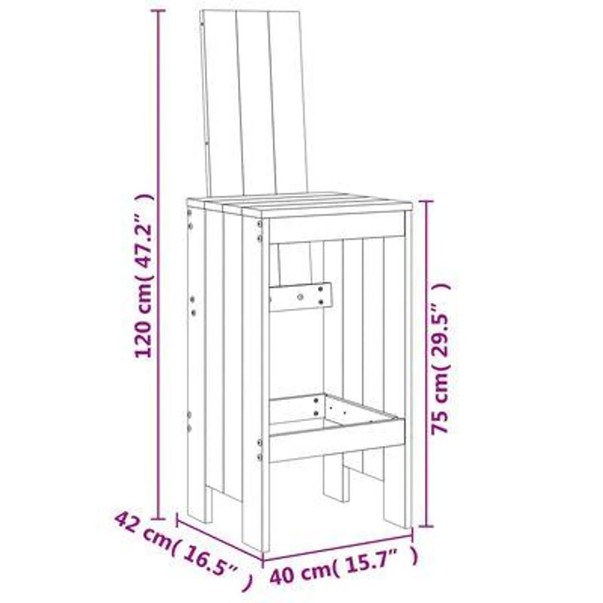 vidaXL 3 pcs conjunto de bar para jardim pinho maciço cinzento