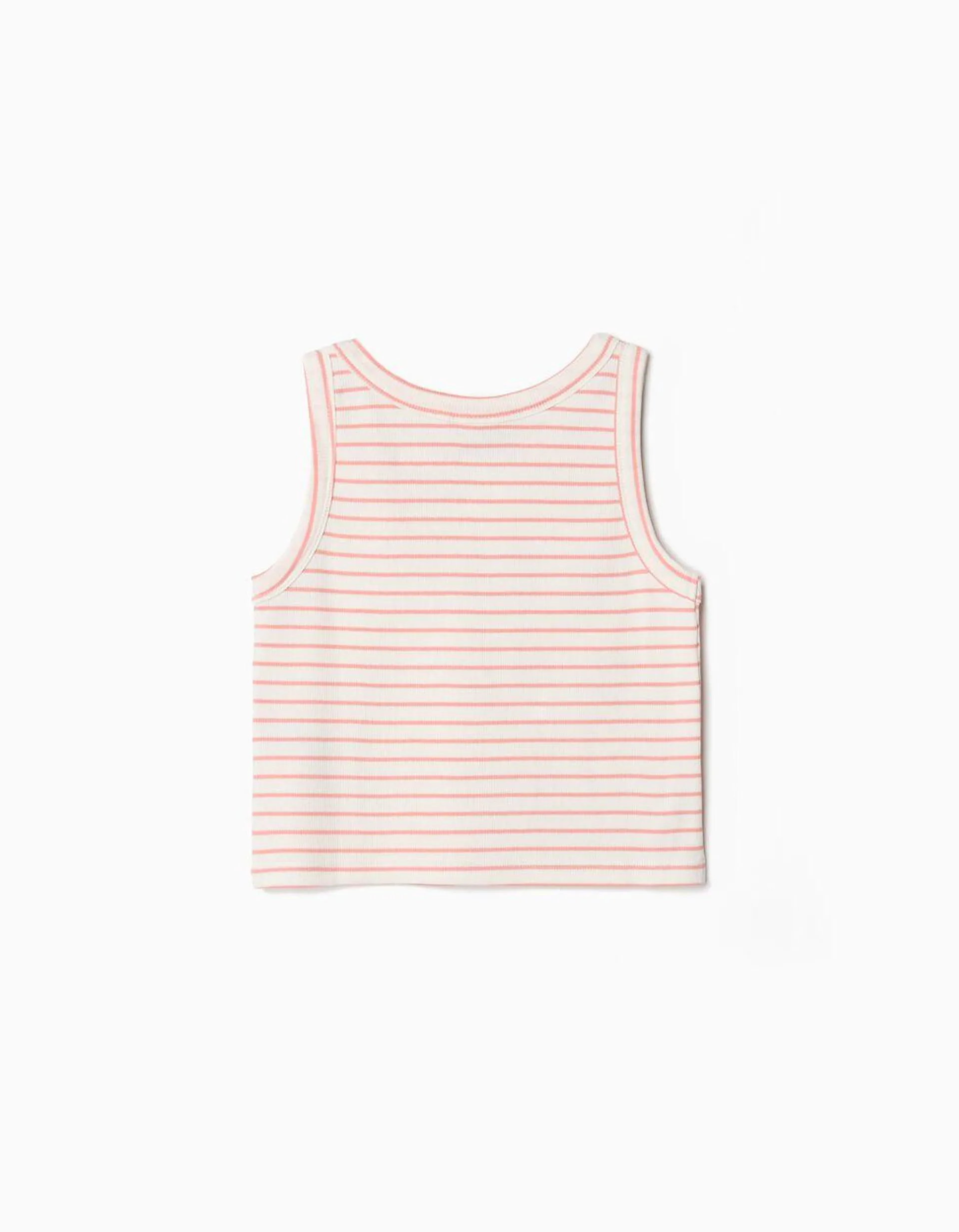 Tank Top Canelado Riscas, Menina, Rosa