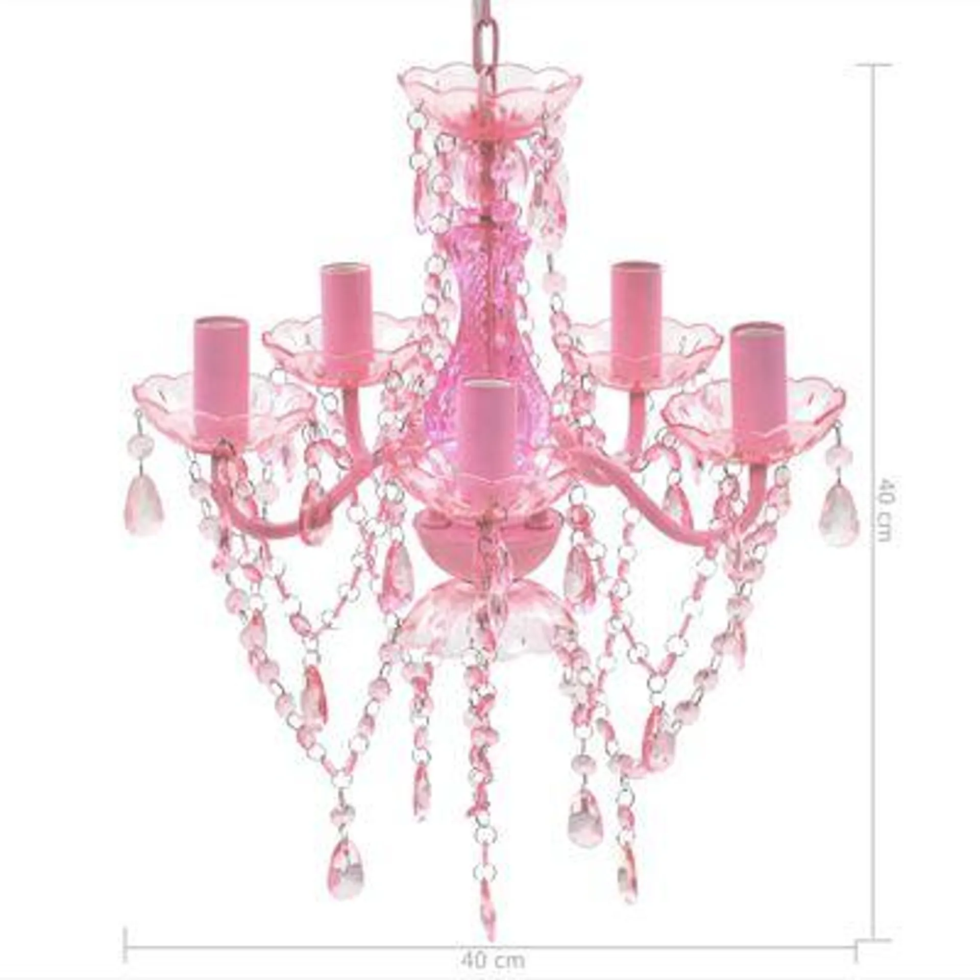 Lustre cor-de-rosa com 5 lâmpadas