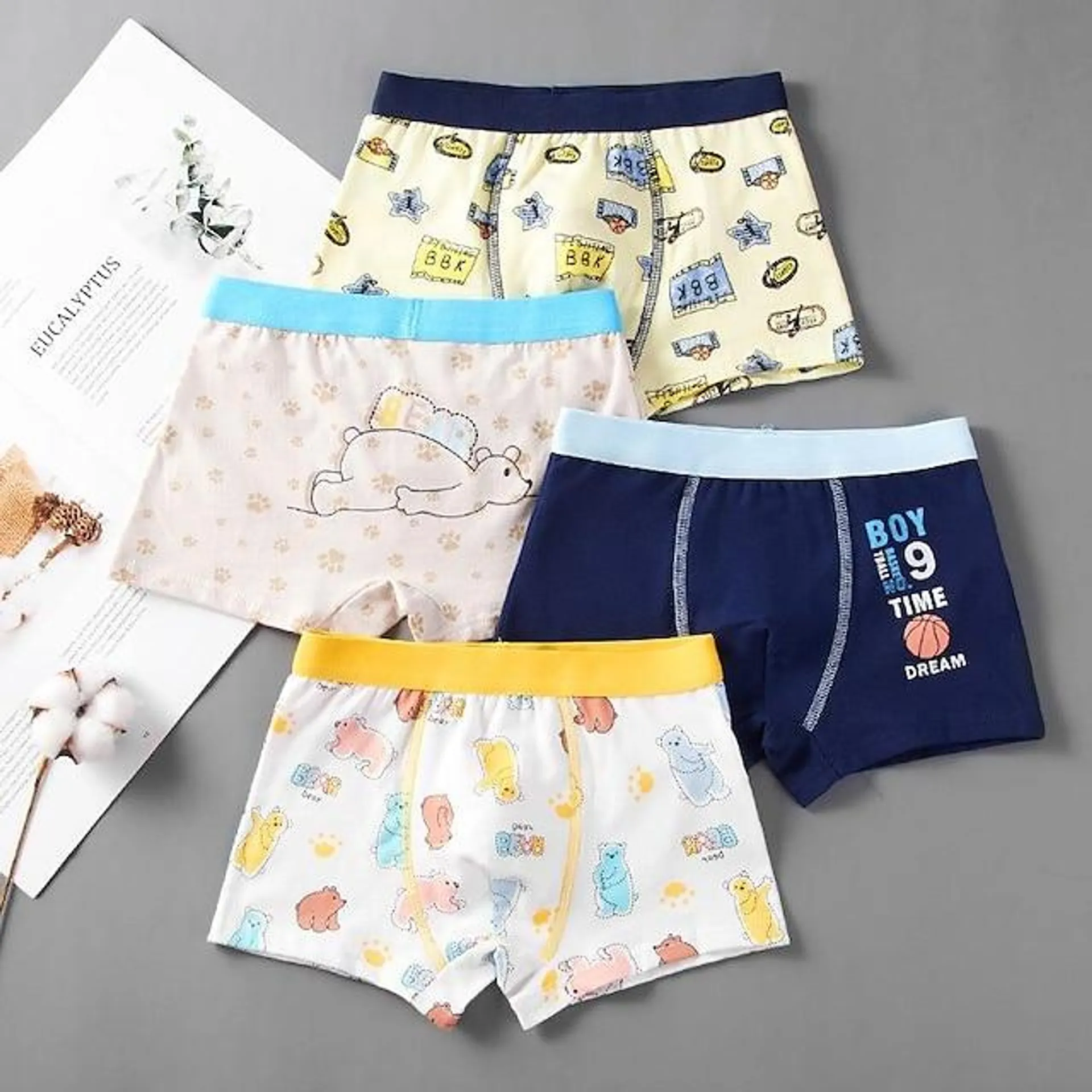 4 stuks kinderondergoed jongens boxershorts 95% katoen 12 middelgrote en grote kinderen tiener jongens student baby shorts