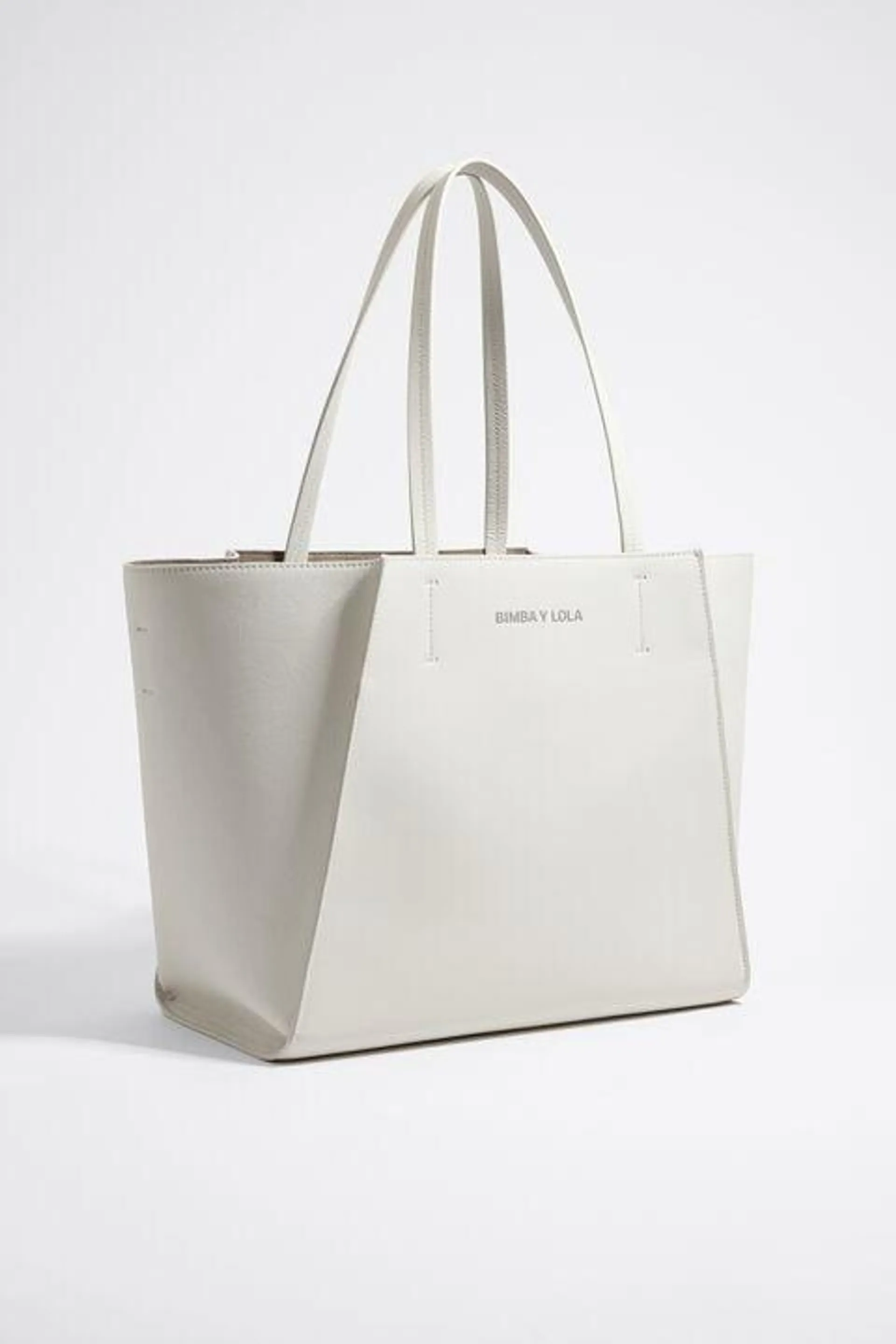 Mala shopper grande pele branco-sujo