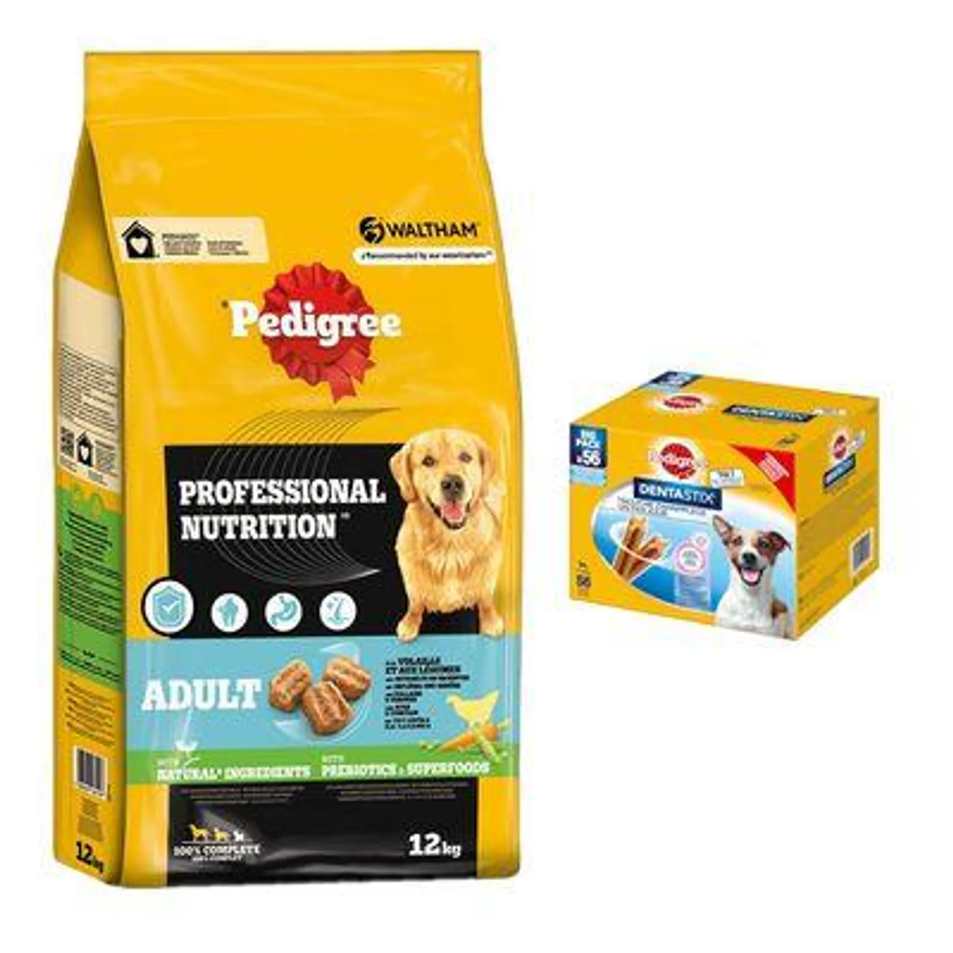 Pedigree Professional Nutrition Adult 12 kg + 56 Dentastix a preço especial!