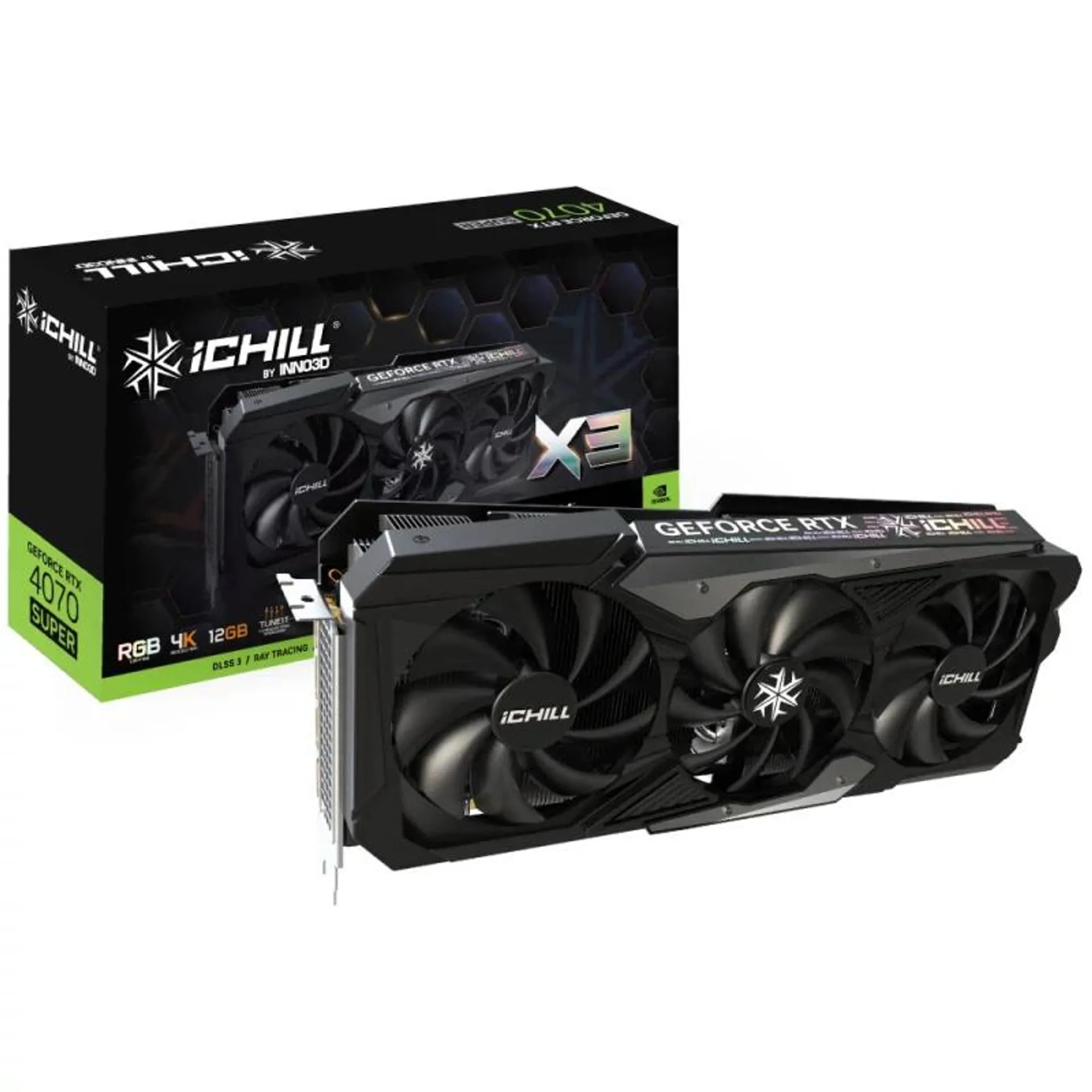 PLACA GRAFICA INNO3D NVD RTX 4070 SUPER ICHILL X3 12 GB GDDR6X TRIPLE FAN 1xHDMI 3xDP