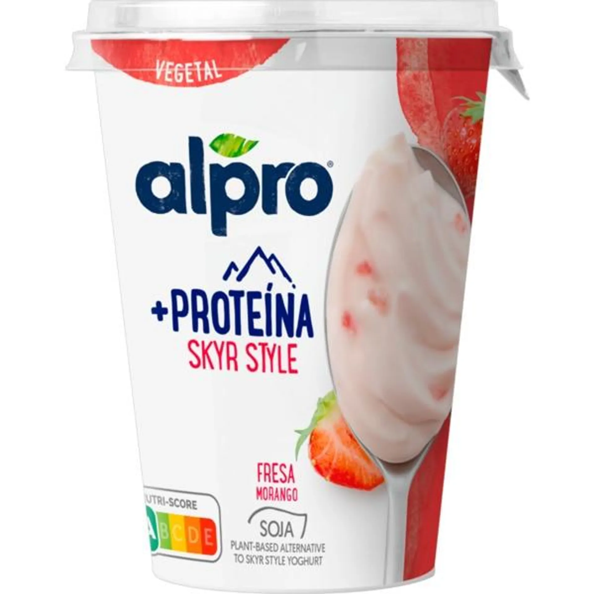 Skyr Soja Morango Vegan embalagem 400 g Alpro