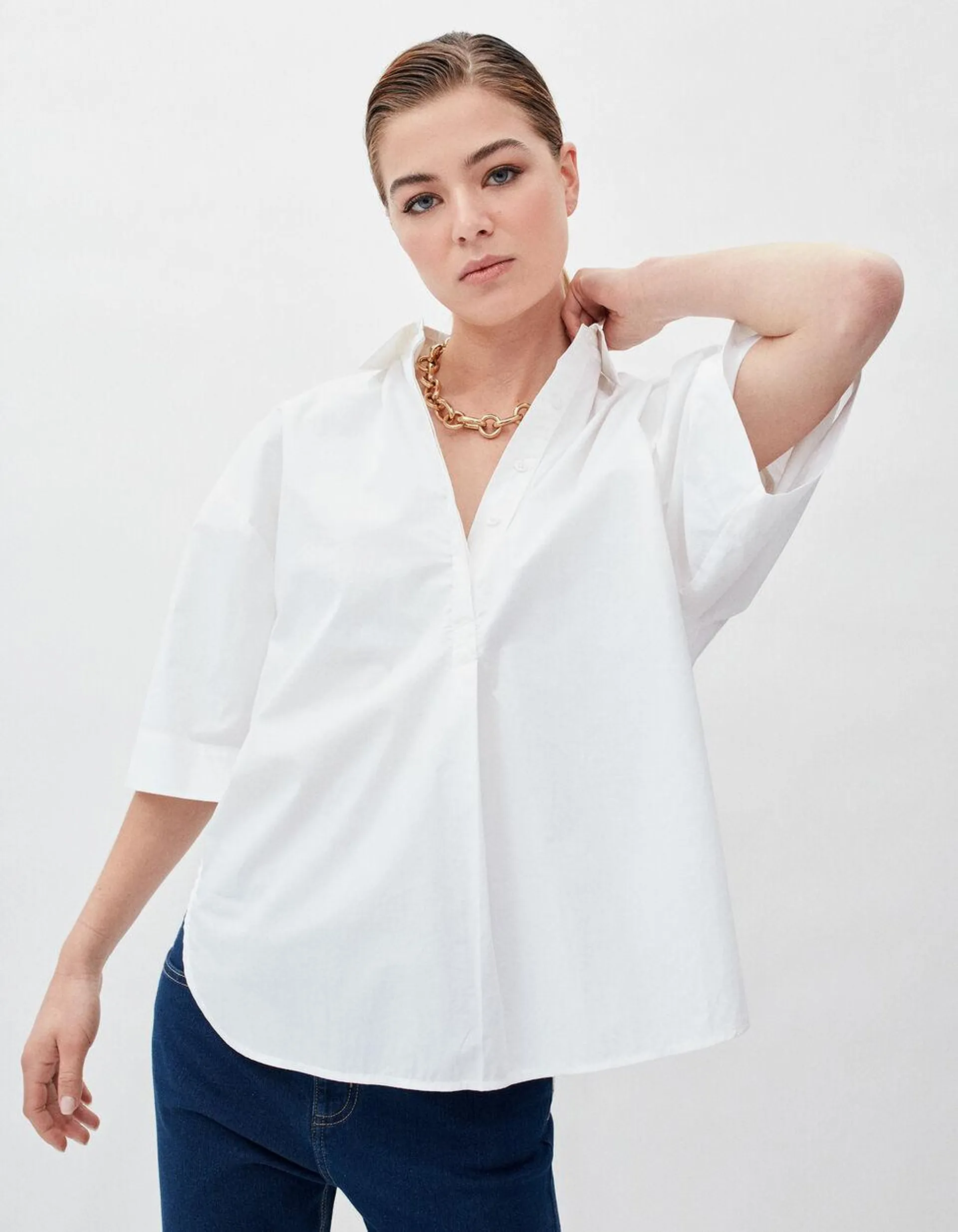 Blusa Mangas 3/4, Mulher, Branco