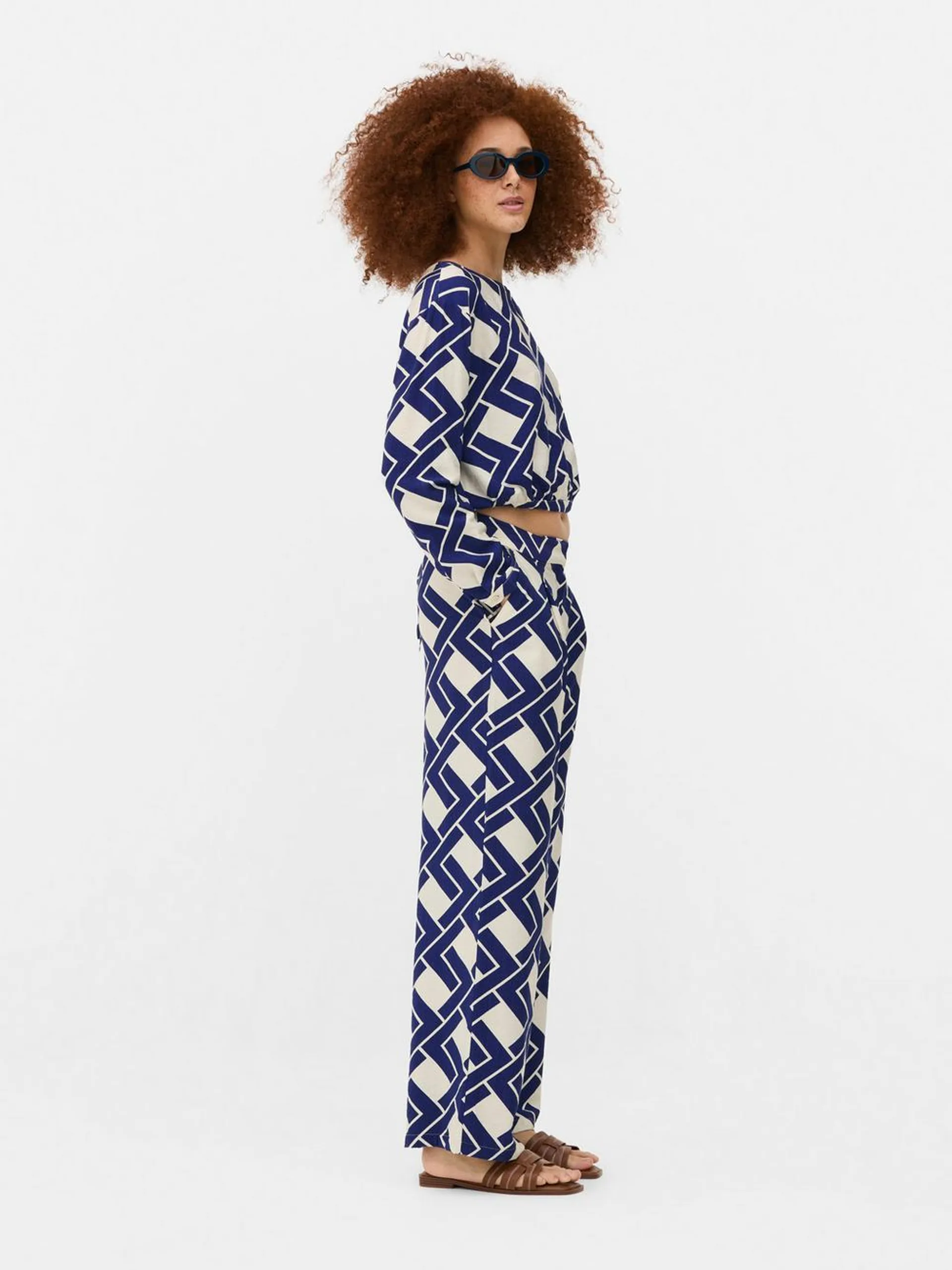 Abstract Wide Leg Trousers