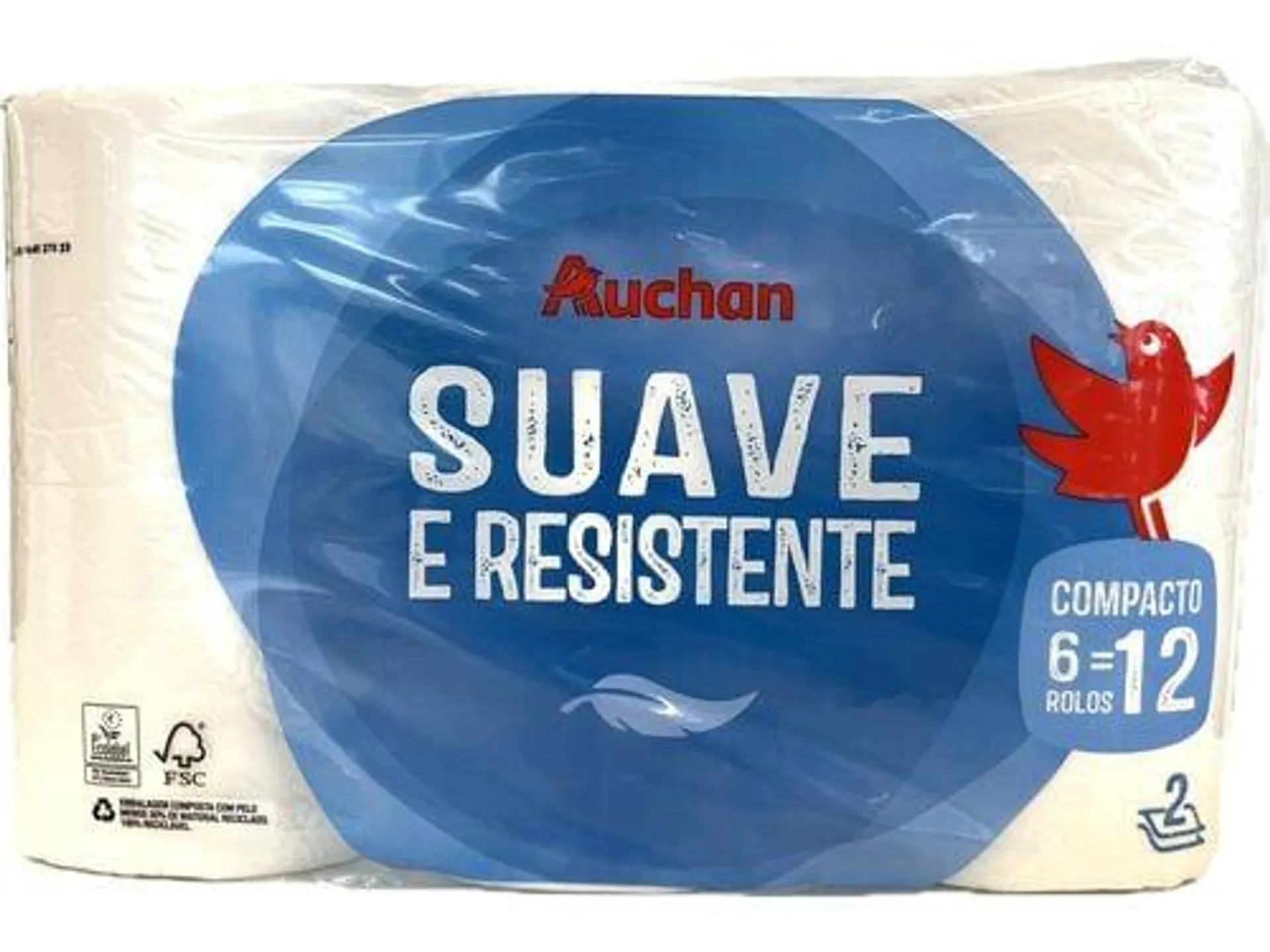 papel higiénico auchan folha dupla compacto 6 rolos = 12 rolos