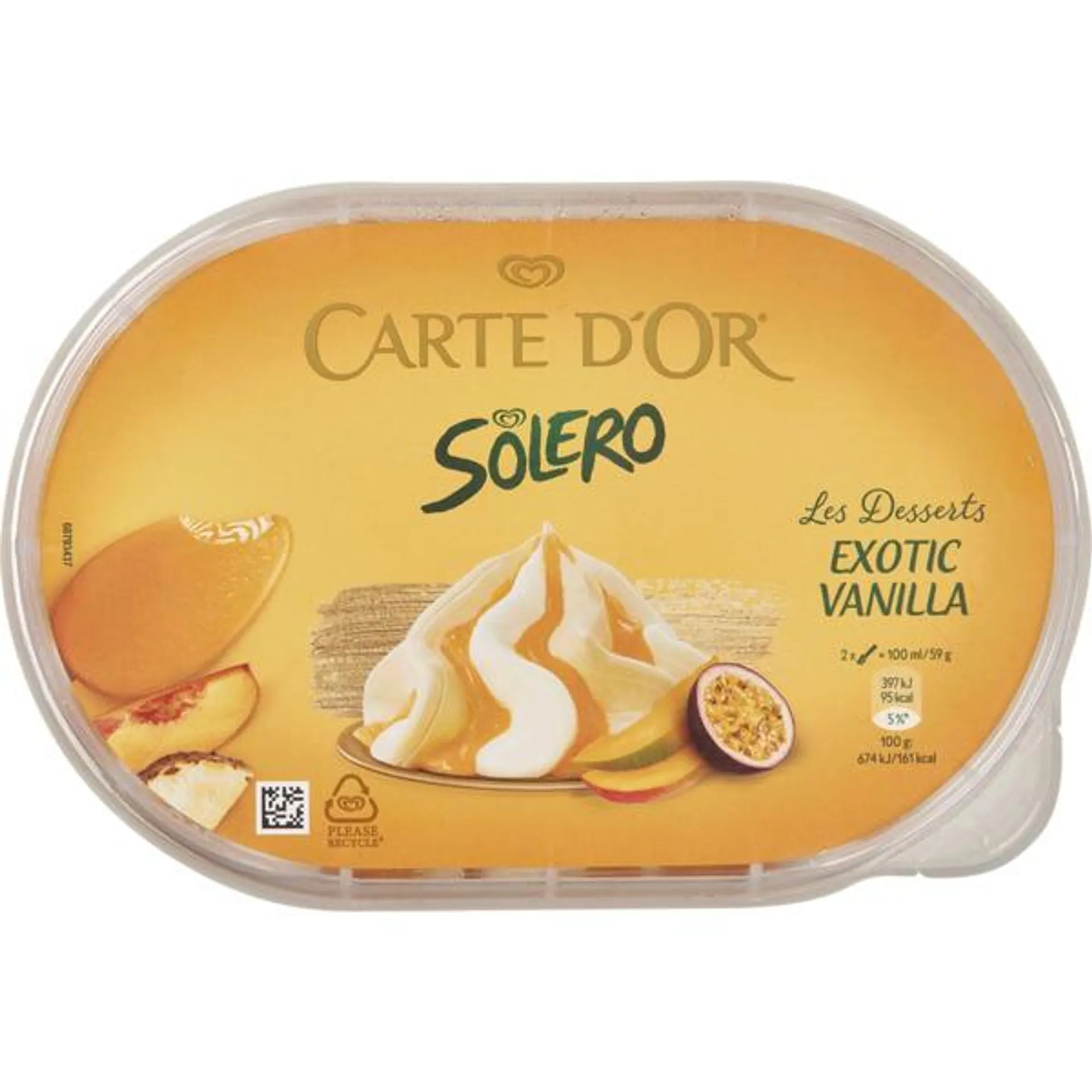 Gelado Solero Exotic Baunilha embalagem 900 ml Carte D'Or