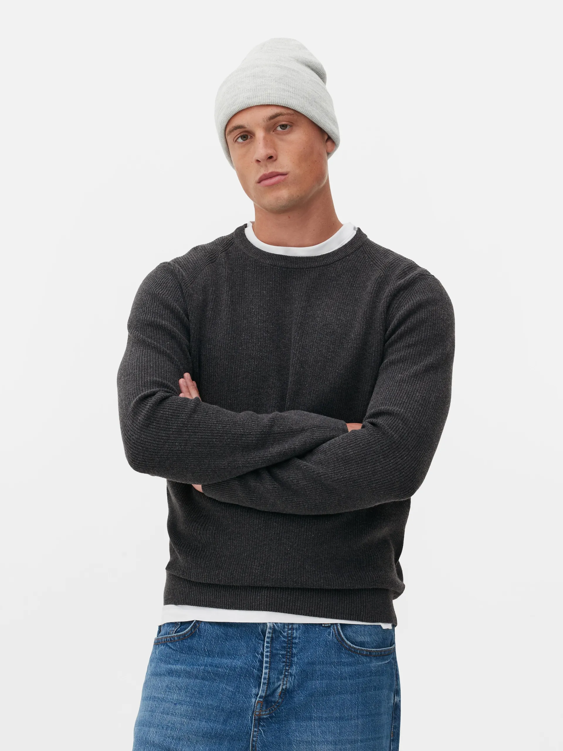 Ribbed Crew Neck Sweater