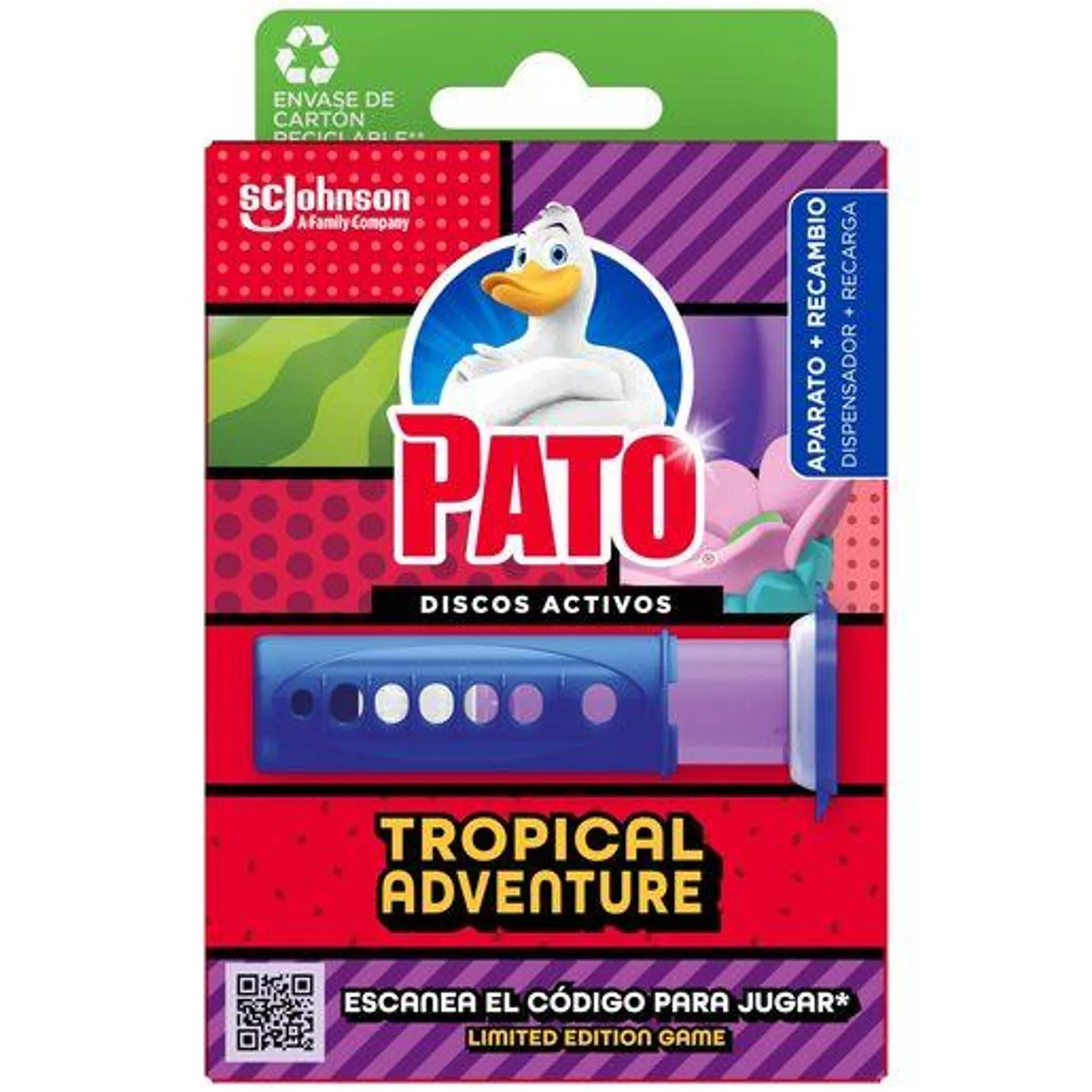 PATO Discos Sanitários Ativos Aparelho + Recargas Tropical Adventure 6 Un