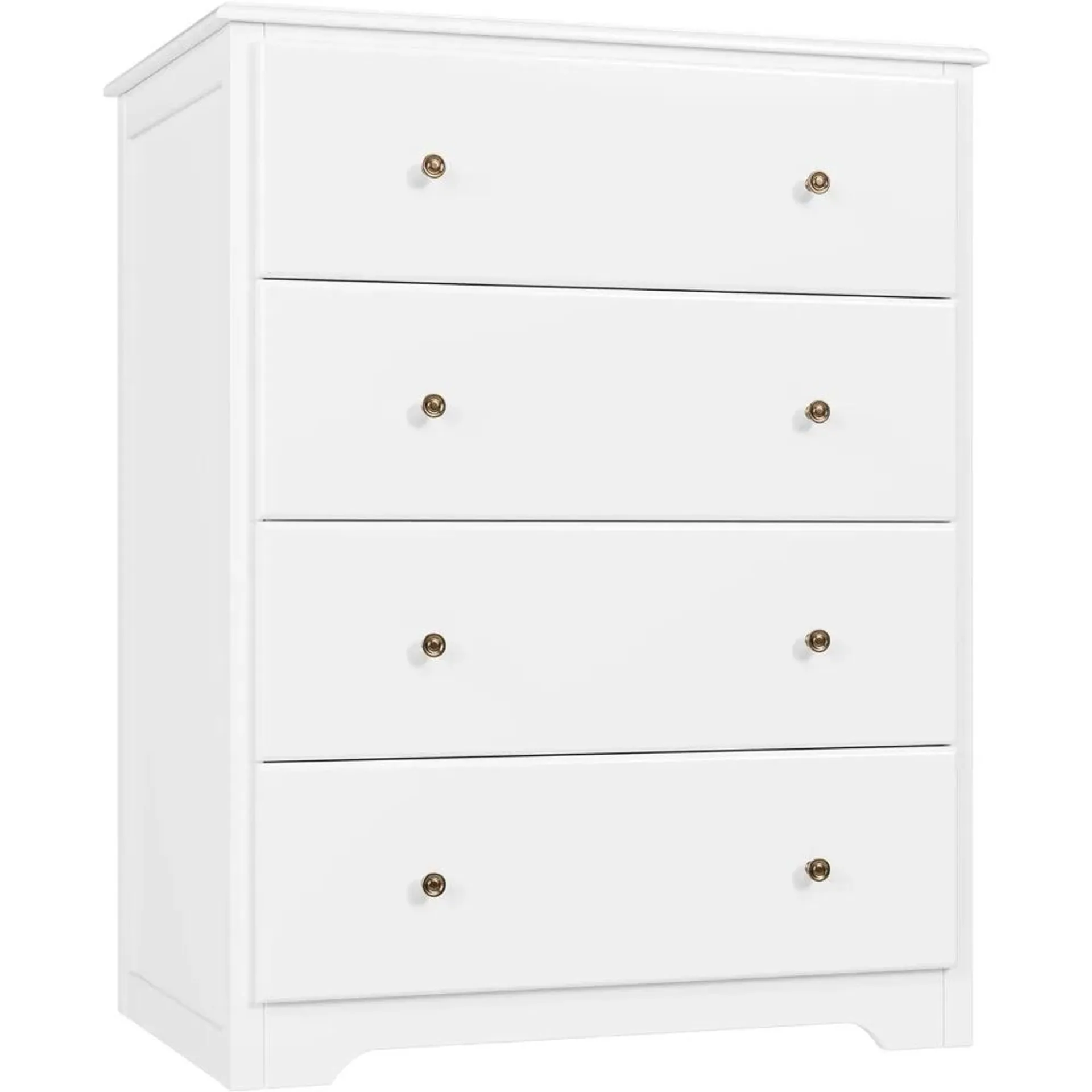 HOUSUIT White Dresser, 4 Drawer Dressers Chest of Drawers, Modern Tall Dresser, Wood Drawer Chest Storage Cabinet for Living Roo