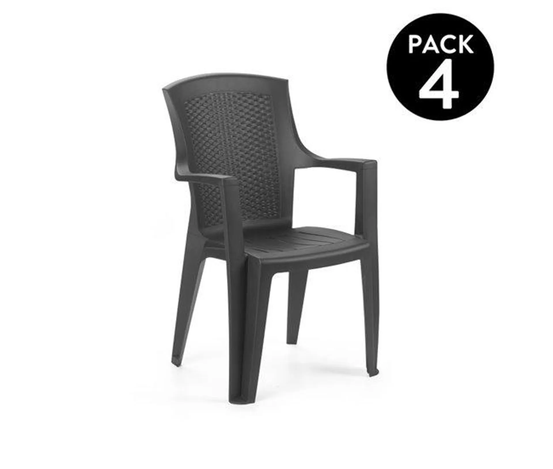 Pack 4 cadeiras empilháveis Pacific Branco ou antracite 55 x 91 x cm