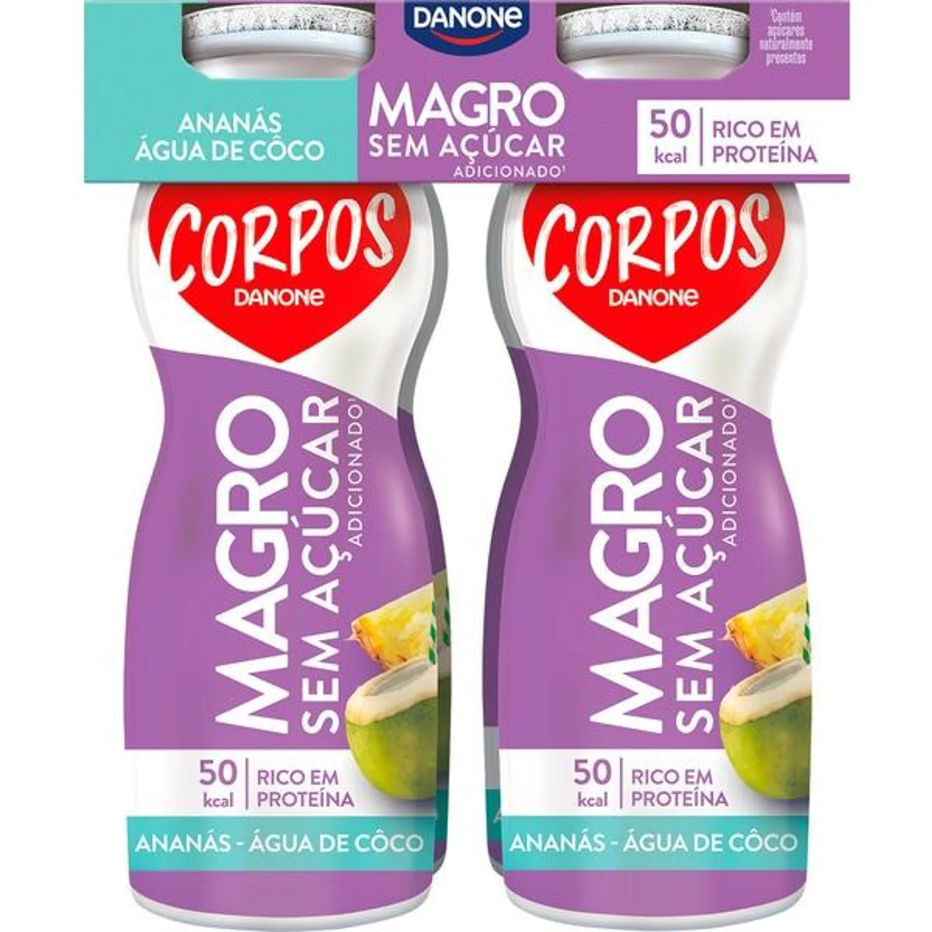 Iogurte Líquido de Pinacolada Pack 4 unidades embalagem 155 g Corpos Danone