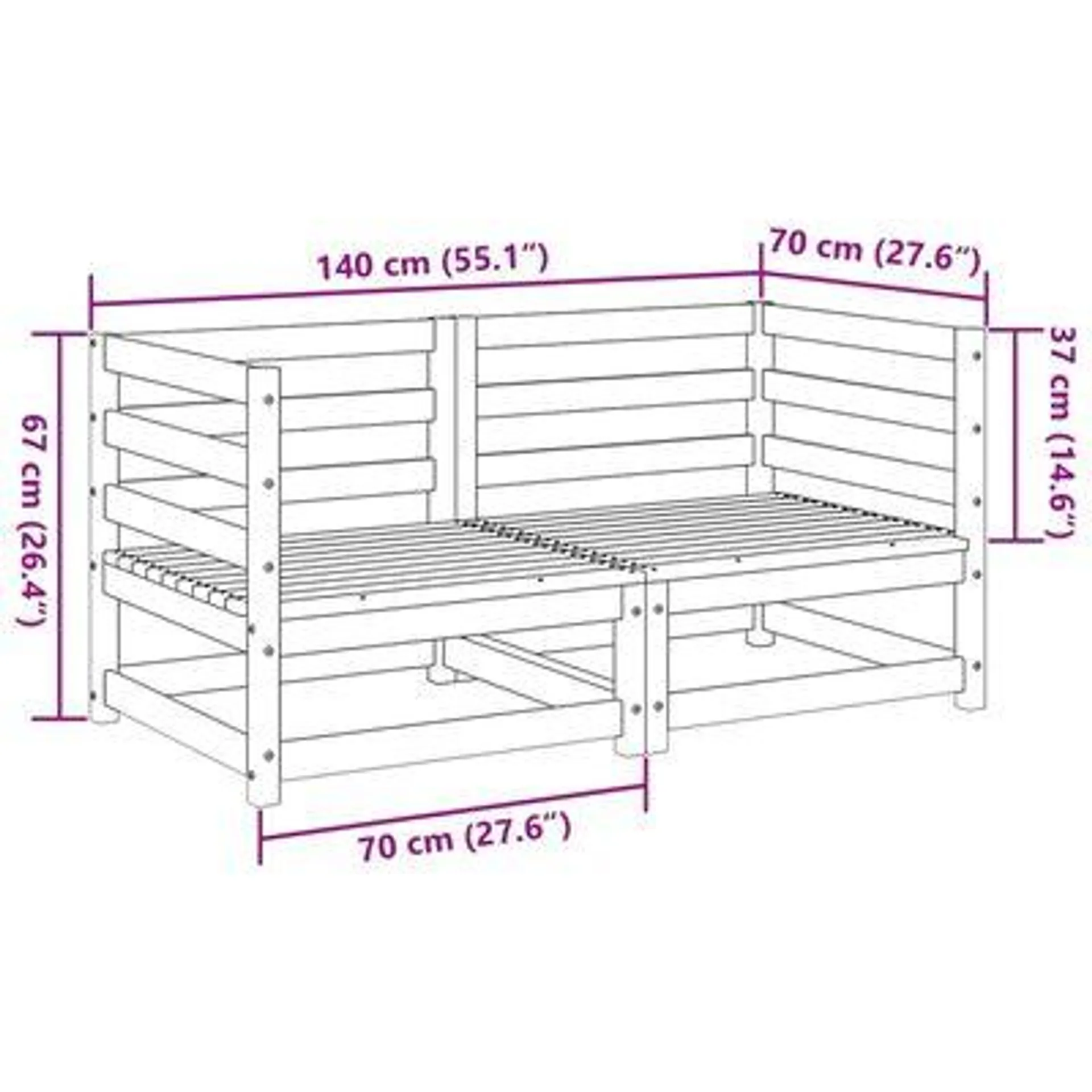 vidaXL 2 pcs conjunto de sofás para jardim madeira de pinho maciça