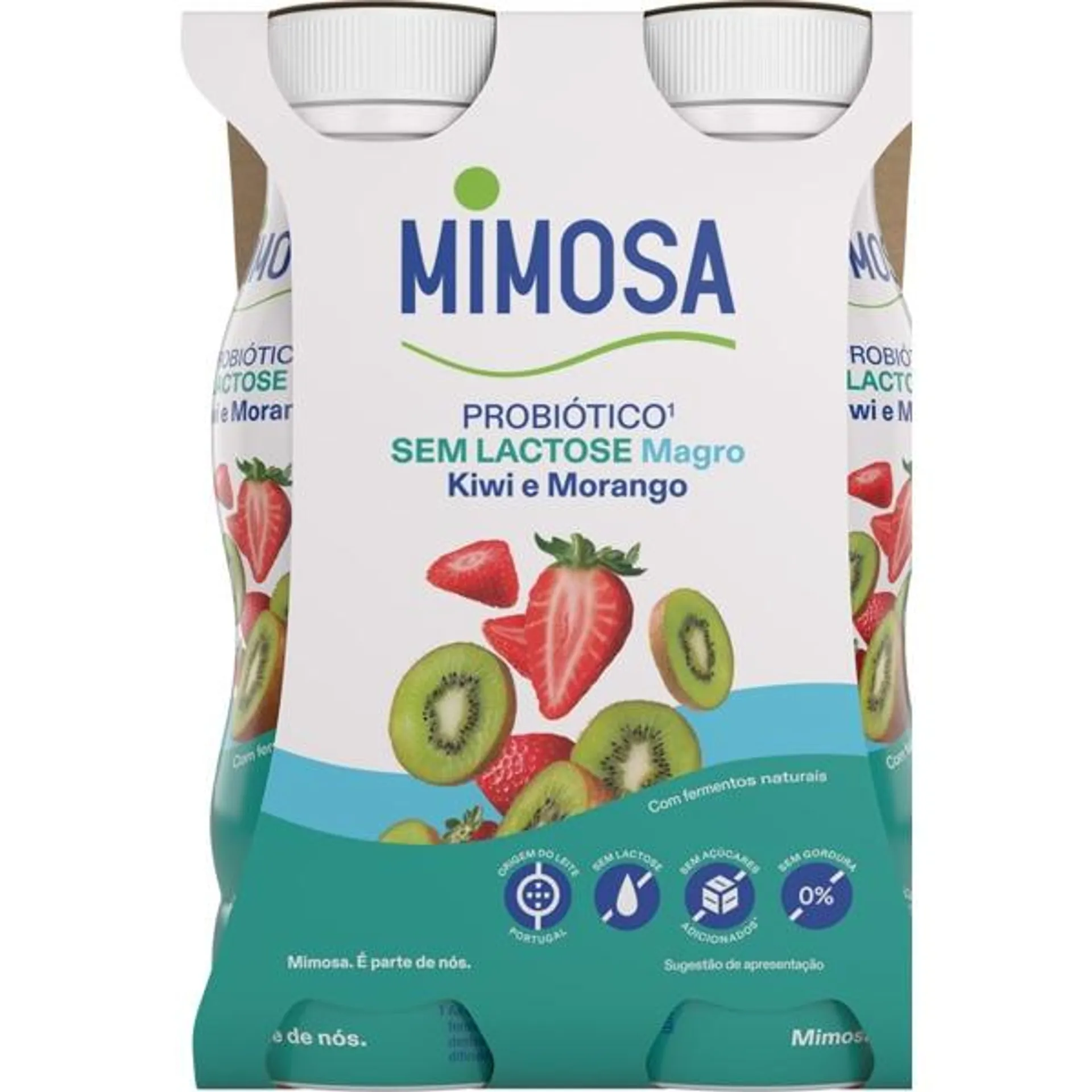 Probióticos de Kiwi e Morango Pack 4 unidades embalagem 151 ml Mimosa