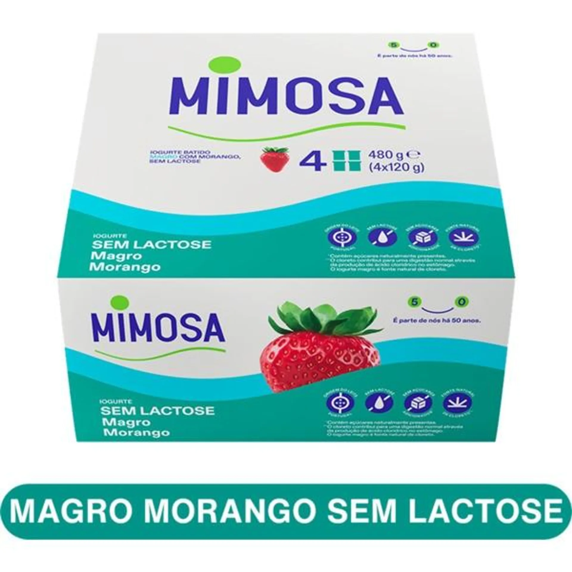 Bem Especial Iogurte Magro de Morango 0% Lactose Pack 4 embalagem 120 ml Mimosa