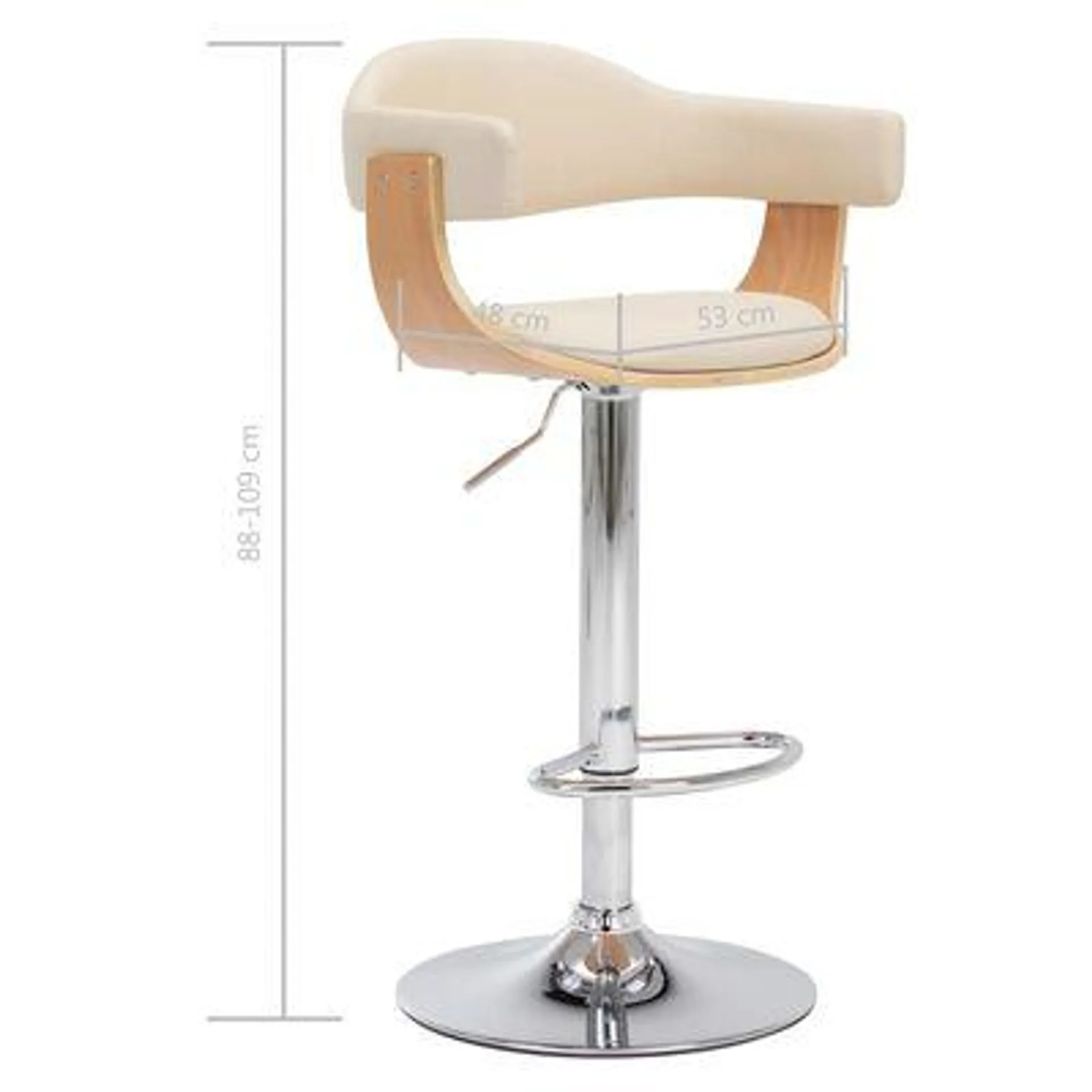 vidaXL Bancos de bar 2 pcs madeira curvada e couro artificial creme