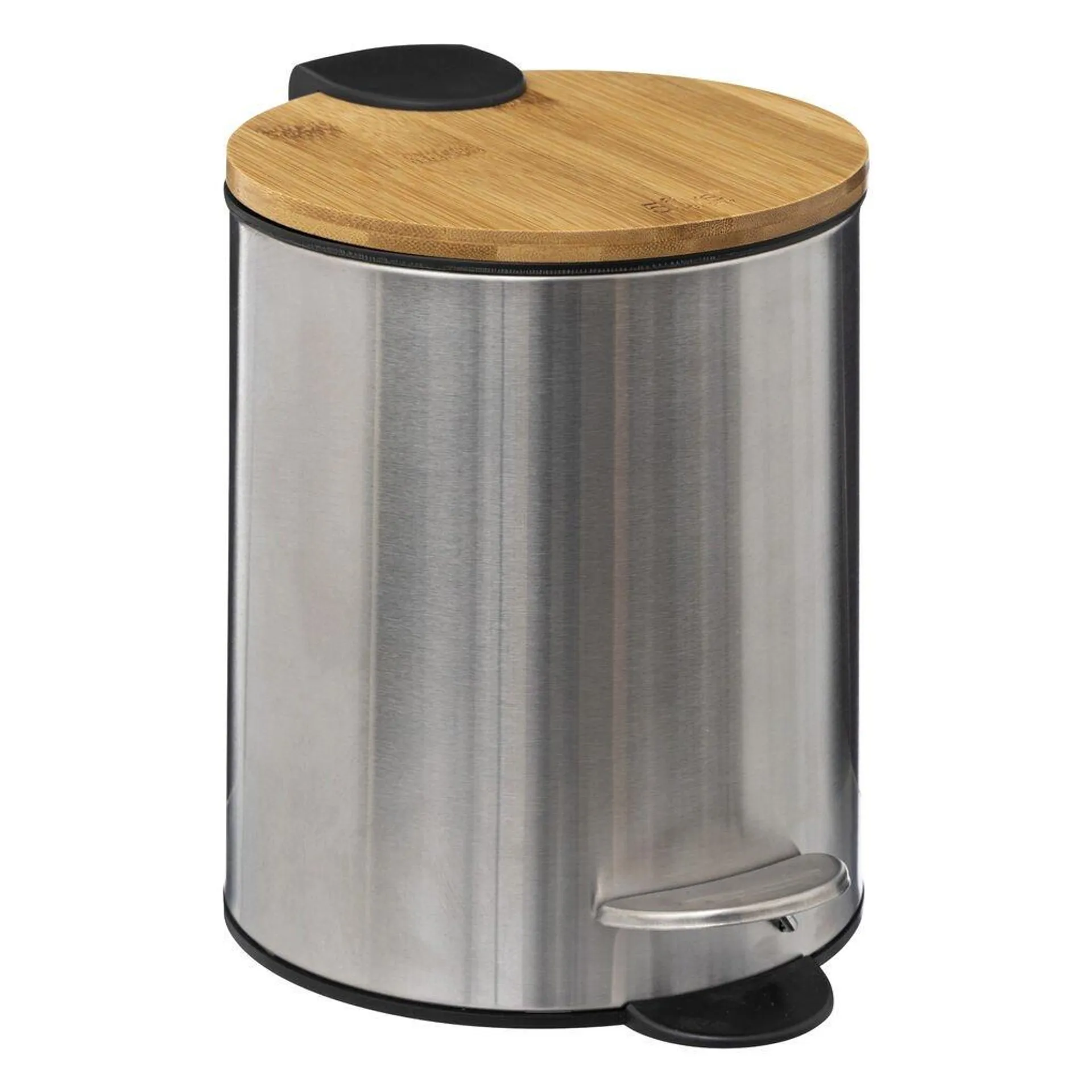 Balde wc inox com tampa em bambu 3l